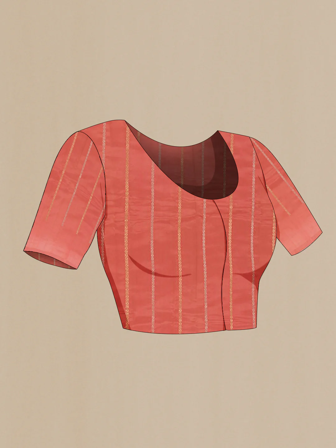 Coral Banarasi Katan Silk Saree - Image 2