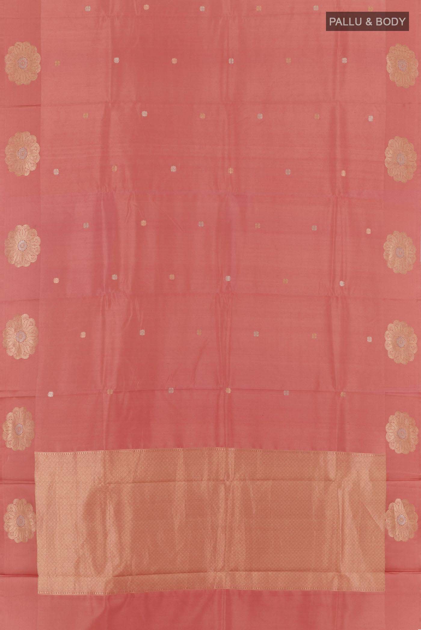 Peach Banarasi Katan Silk Saree - Image 3
