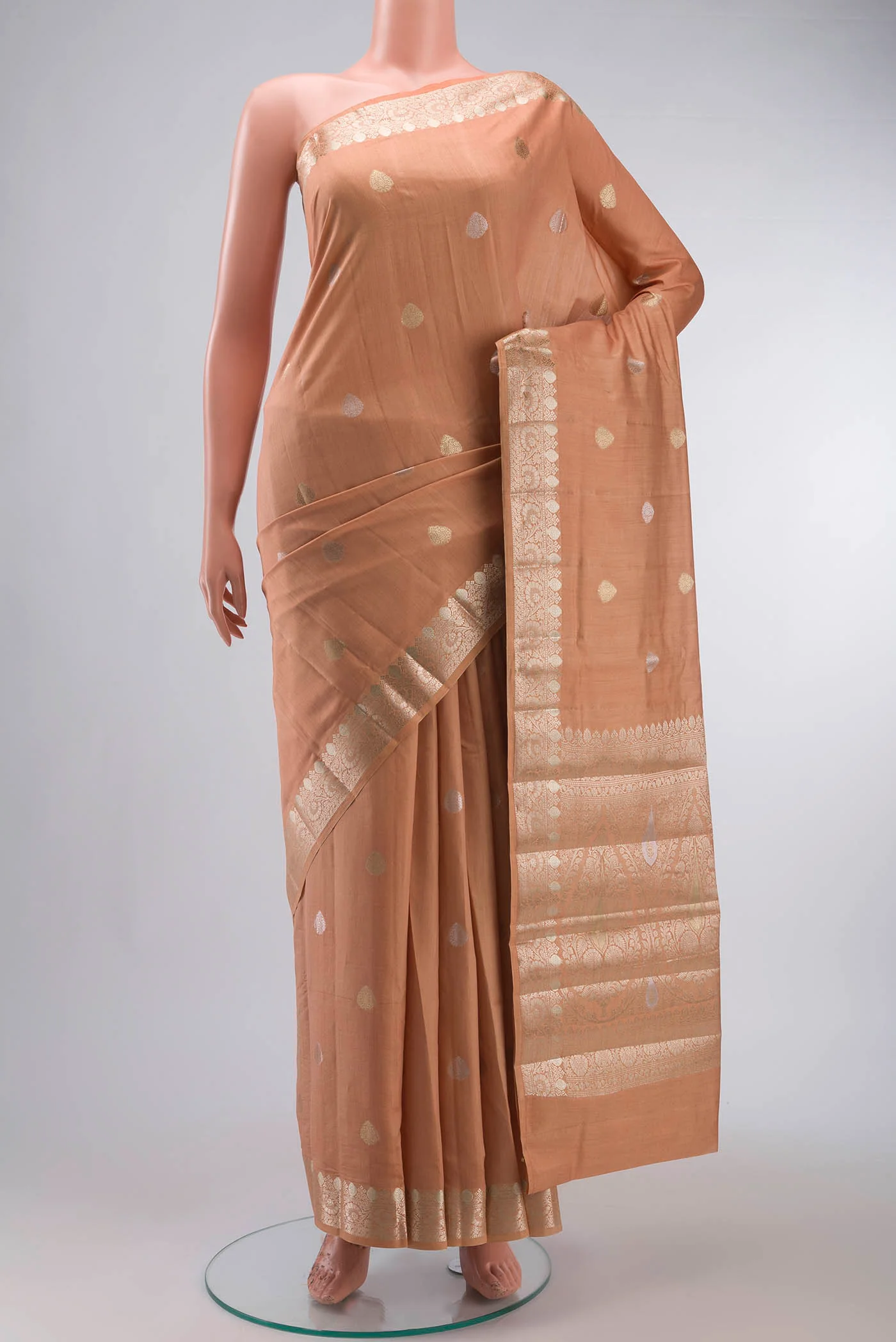 Peach Banarasi Raw Silk Saree