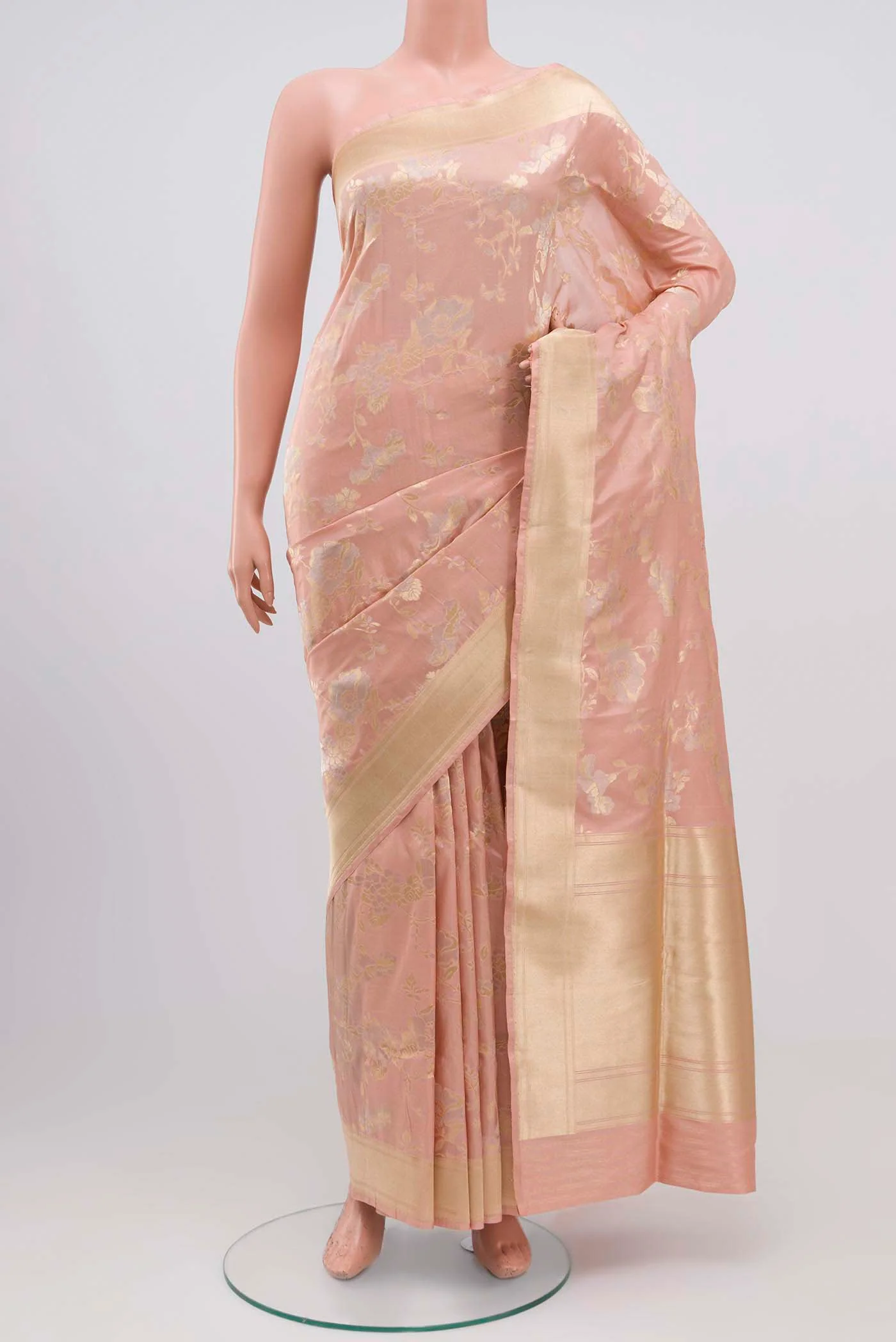 Peach Banarasi Silk Saree