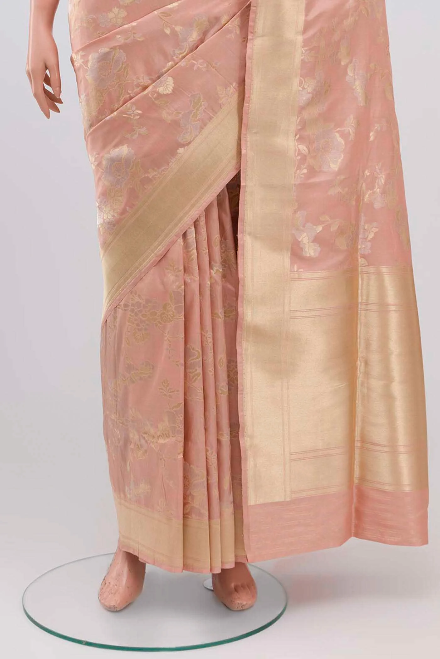 Peach Banarasi Silk Saree - Image 3