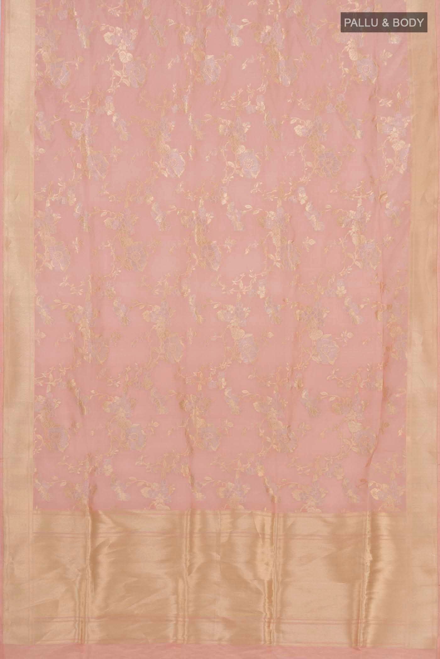 Peach Banarasi Silk Saree - Image 4
