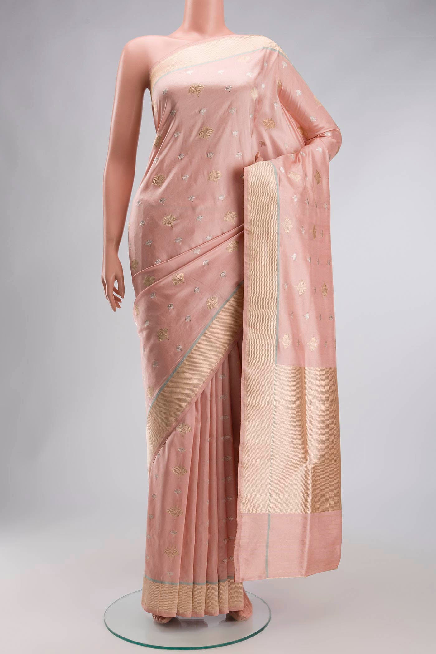 Peach Banarasi Silk Saree