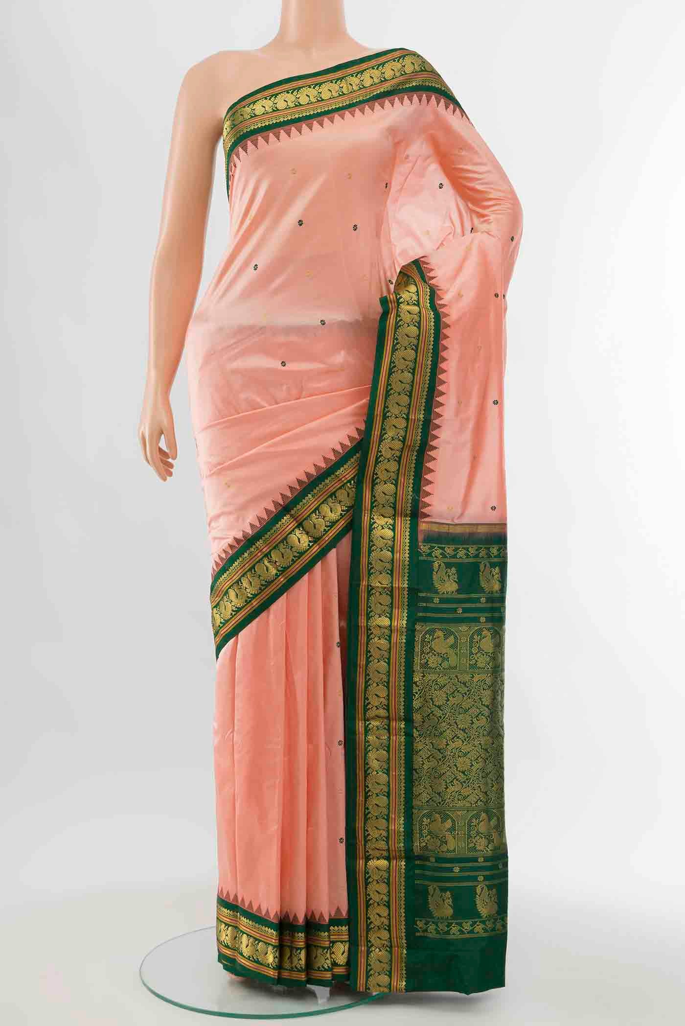 Peach Bangalore Silk - kadyal Saree