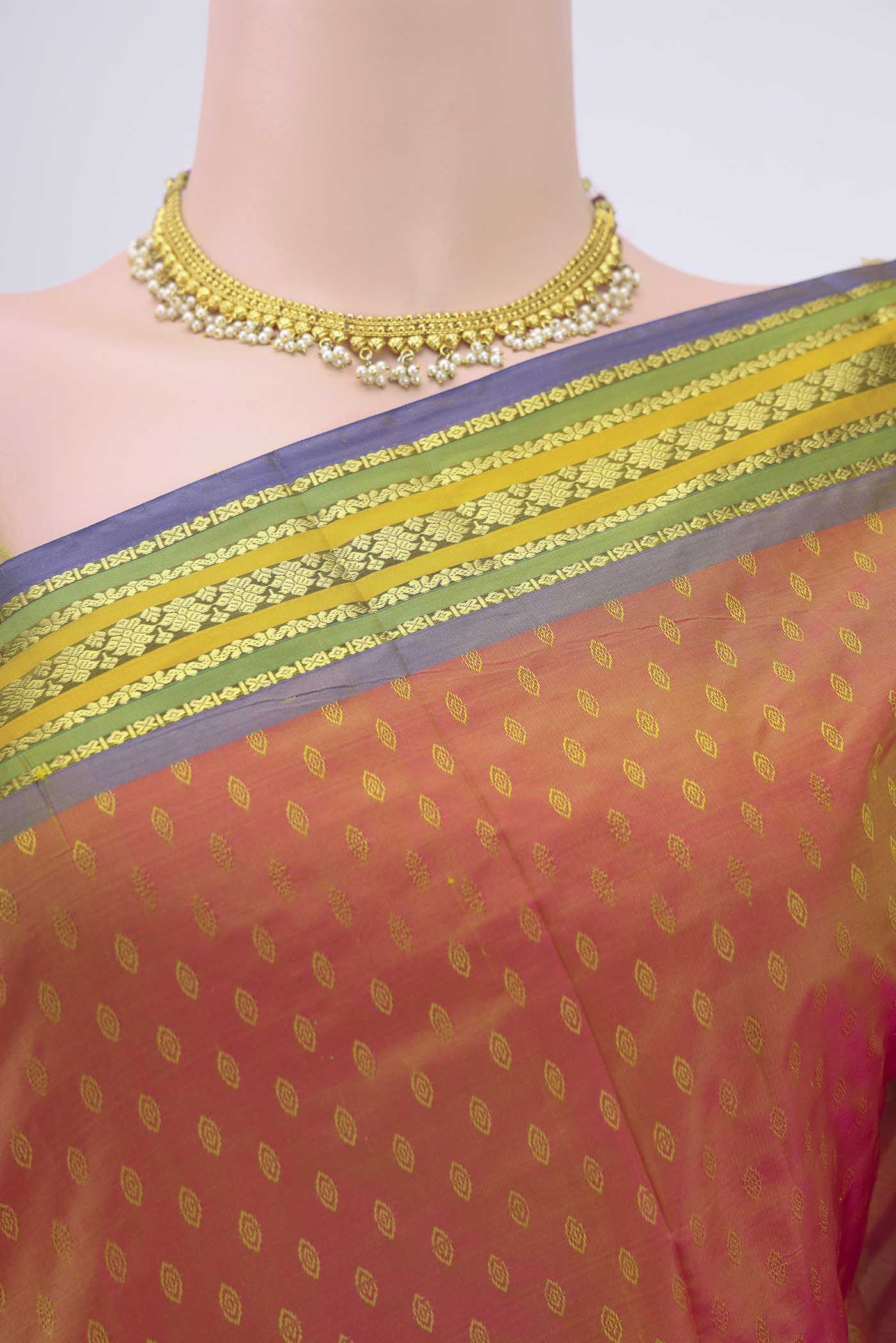 Peach Blended Bangalore Silk Saree - Image 2