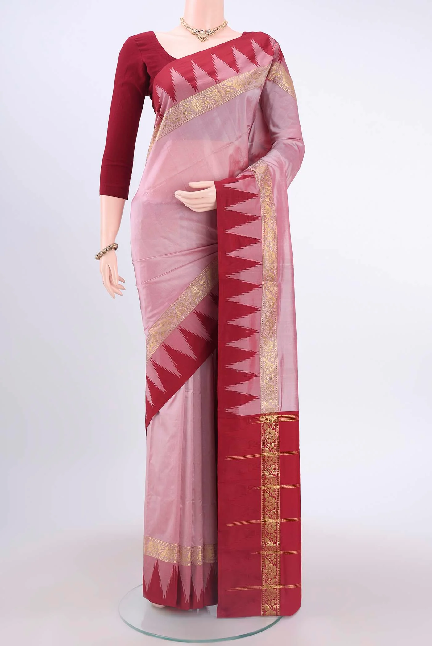 Peach Blended Bangalore Silk Saree