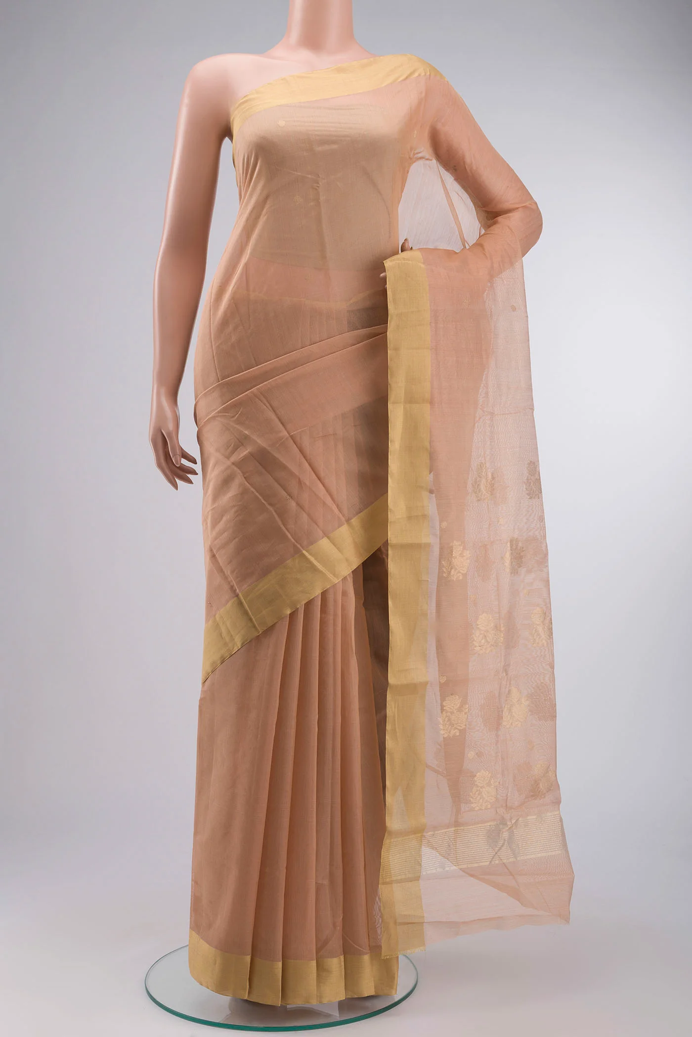 Peach Chanderi Silk Cotton Saree