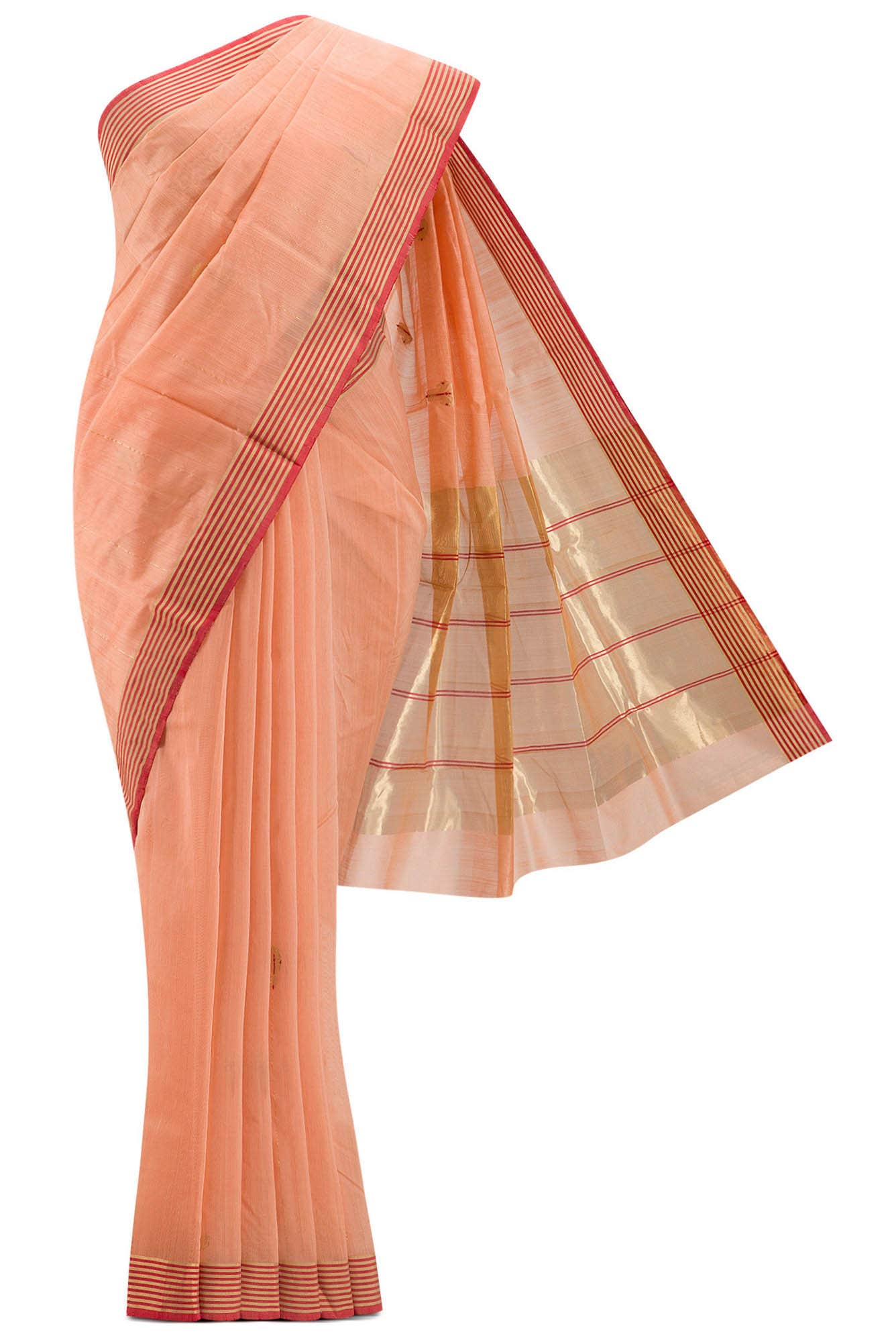 Navya Peach Chanderi Silk Cotton Saree