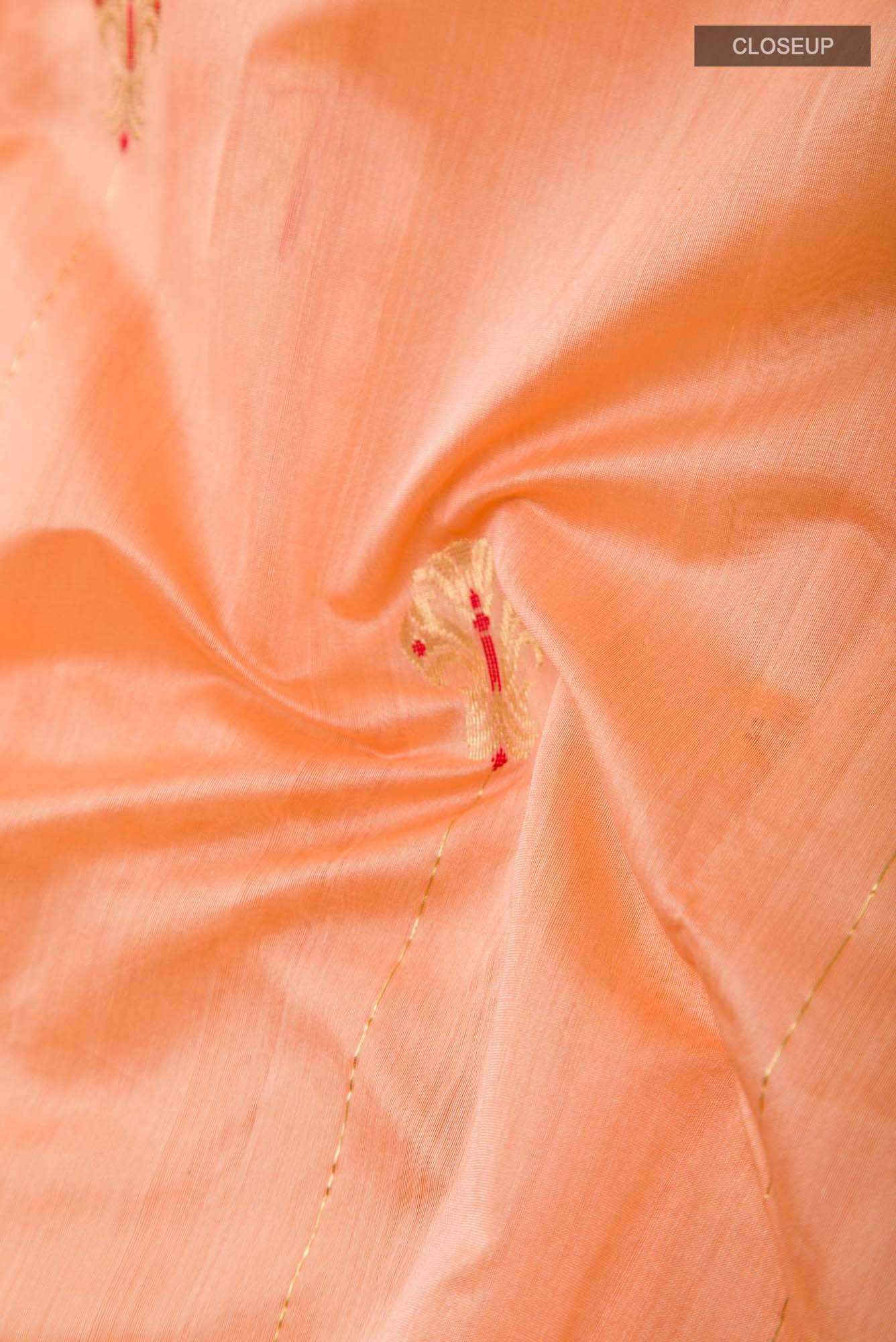 Navya Peach Chanderi Silk Cotton Saree - Image 3
