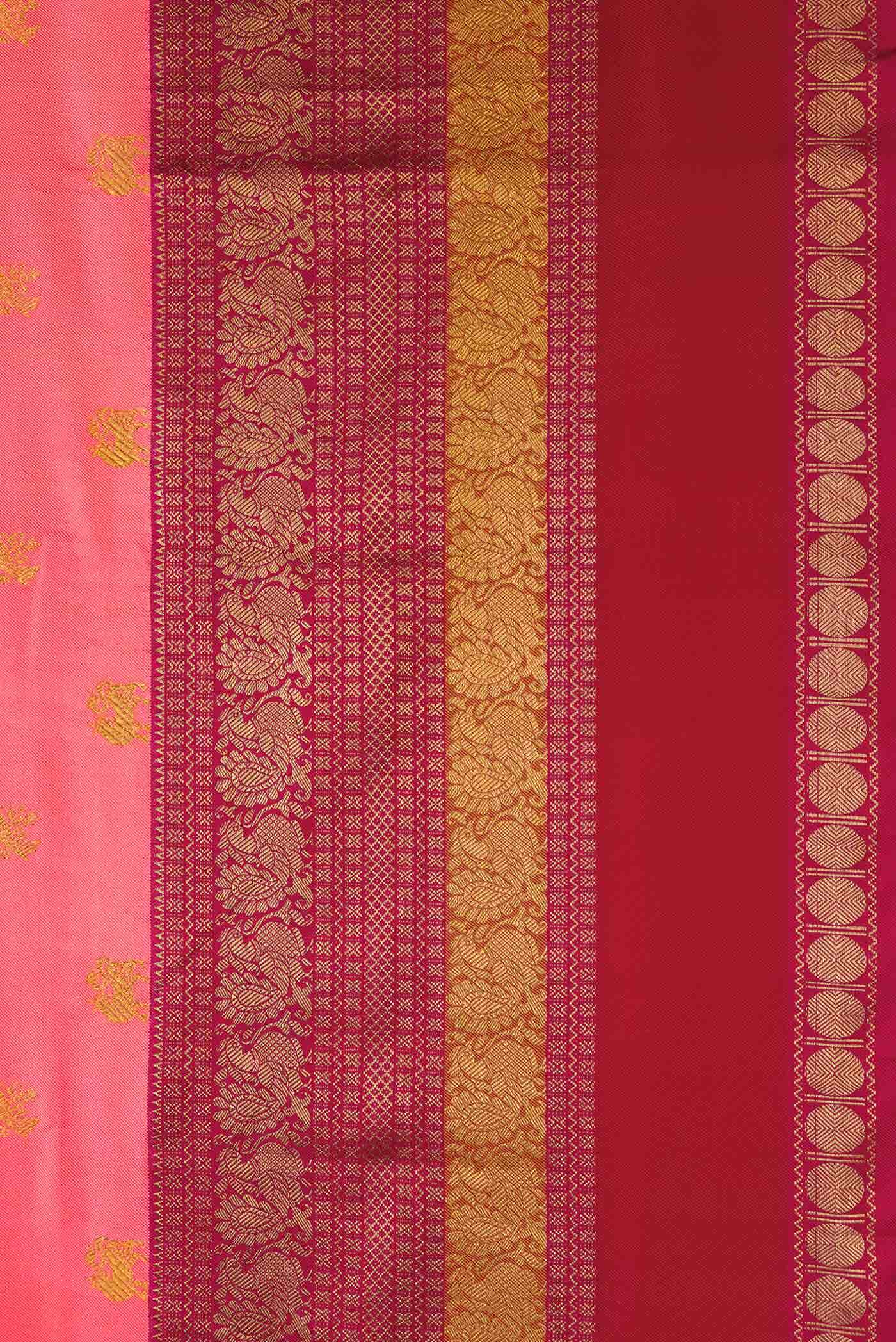 Peach Double Ikat Saree - Image 5