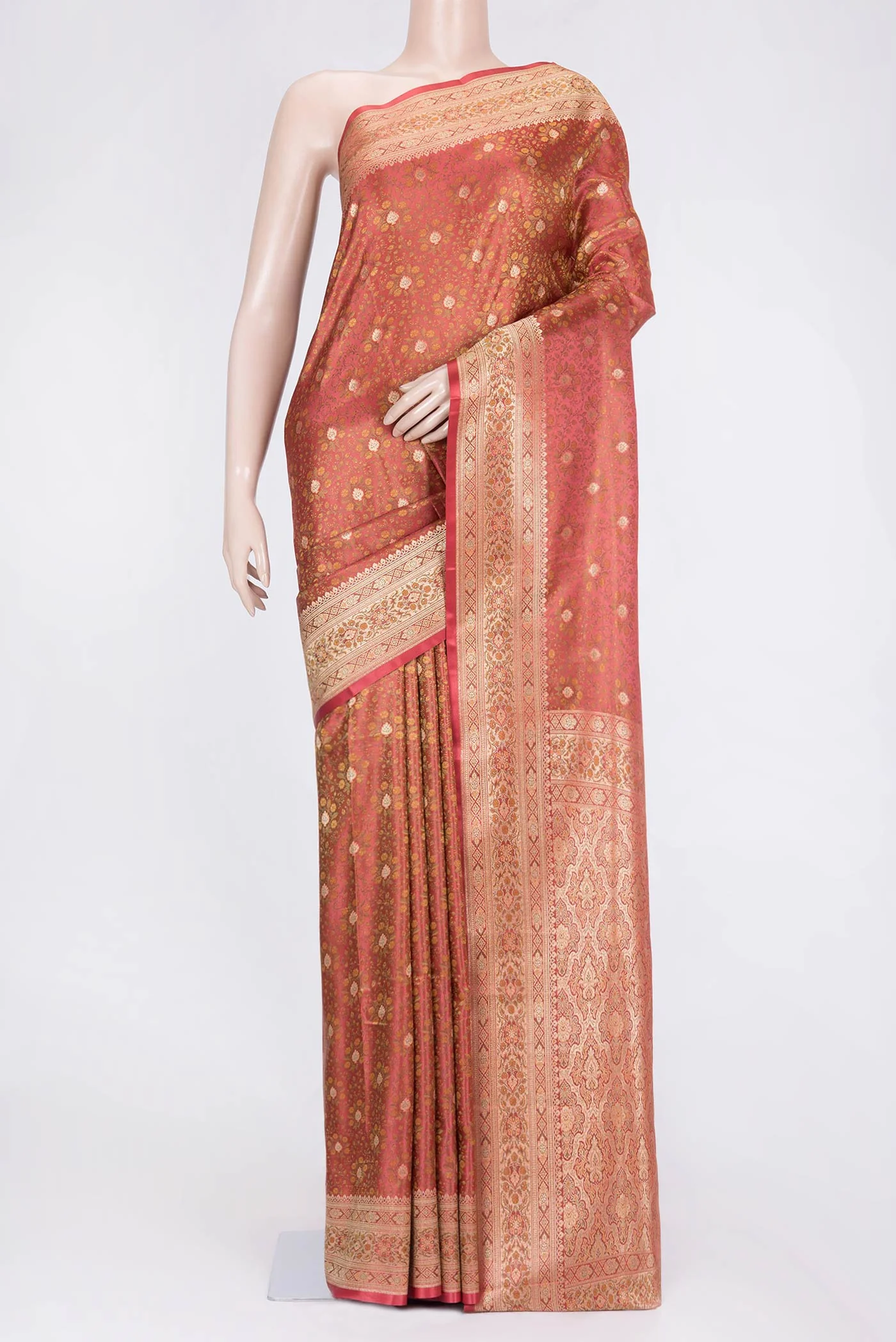 Rust Blended Banarasi Silk Saree