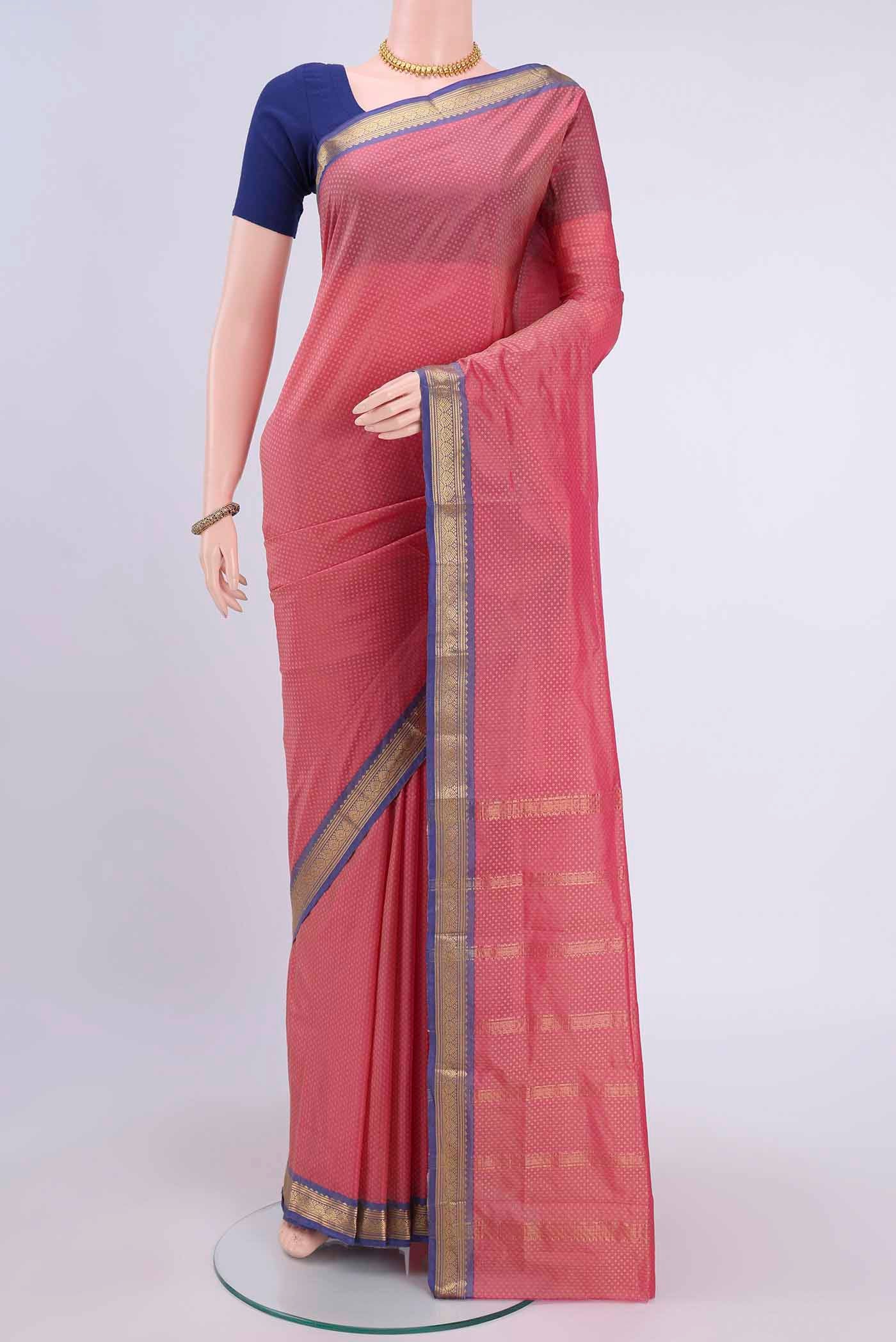 Peach Dual Tone Blended Bangalore Silk Saree