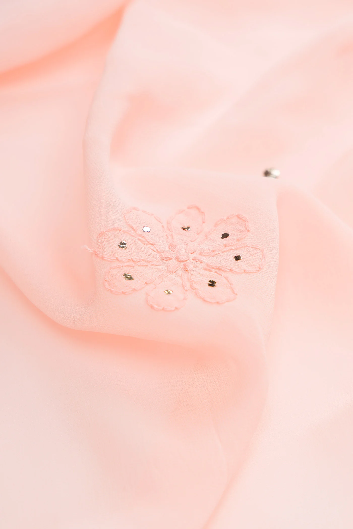Peach Chikankari Georgette Saree - Image 2