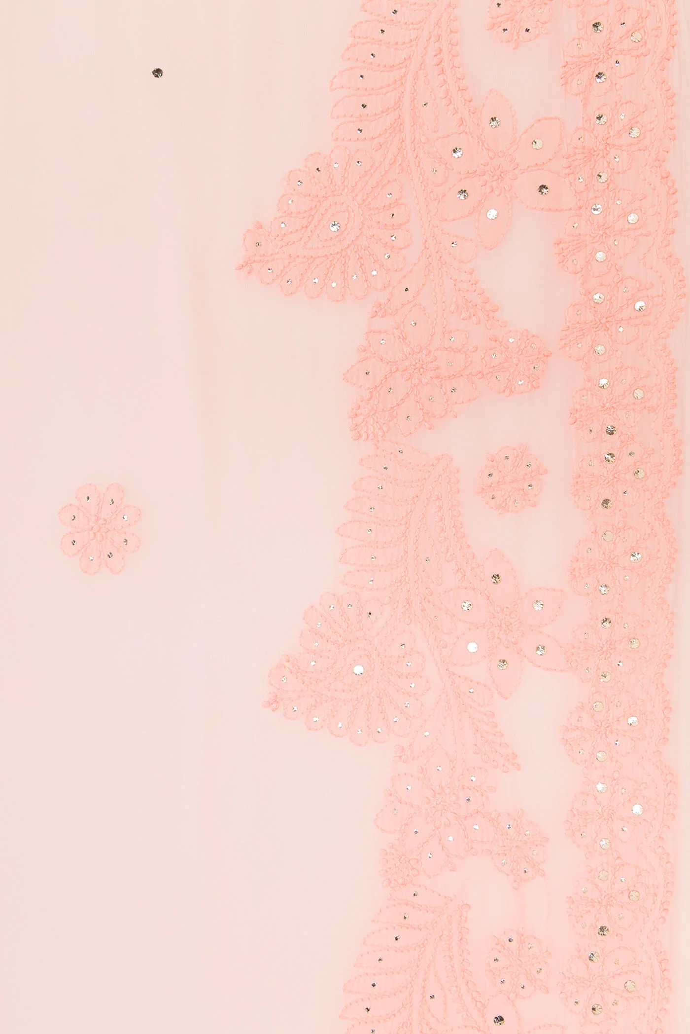 Peach Chikankari Georgette Saree - Image 3