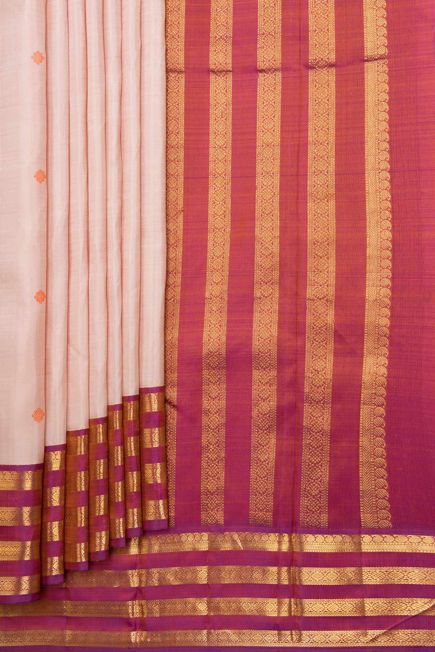 Peach Dual Tone Kanjivaram Saree - Image 4