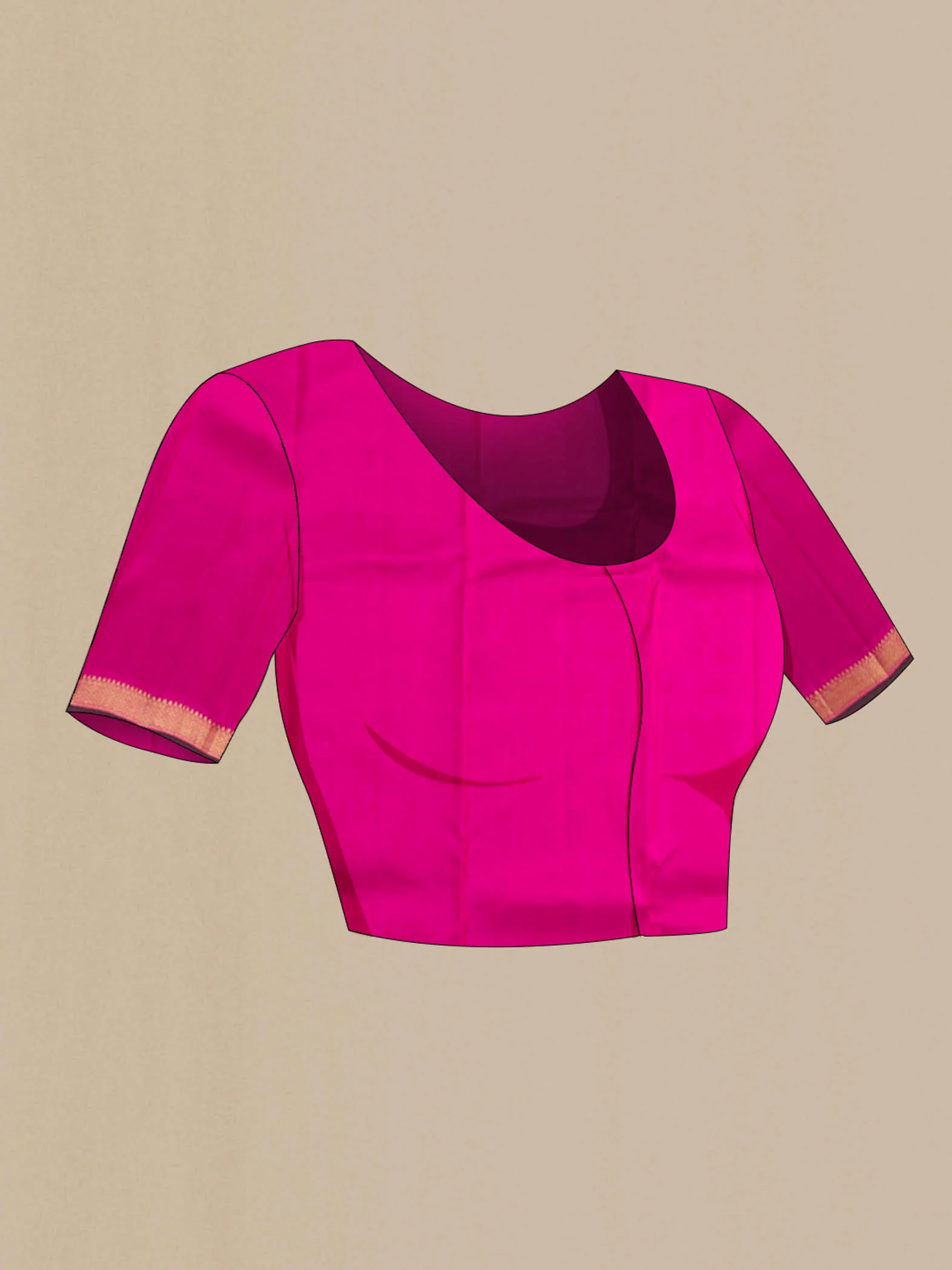 Pink with Orange Color Kanjivaram Silk Saree - Image 5