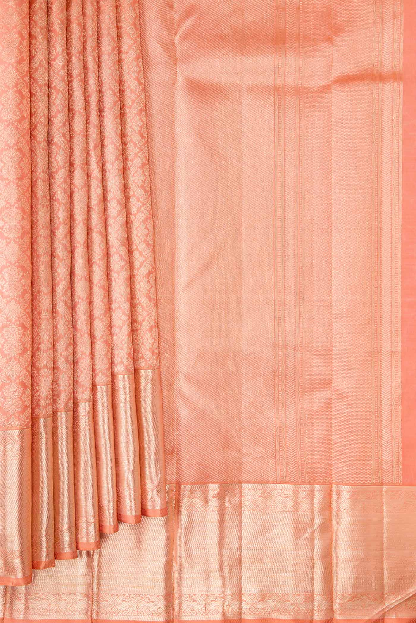 Peach Kanchipuram Silk Saree - Image 4