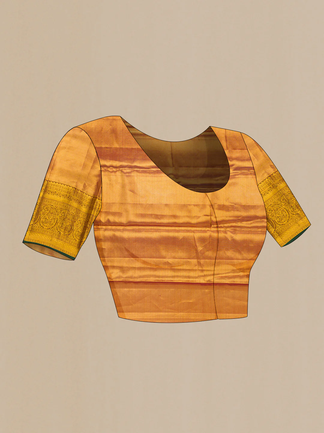 Sandel with Gold Color Kanchipuram Tissue Silk Saree - Image 5