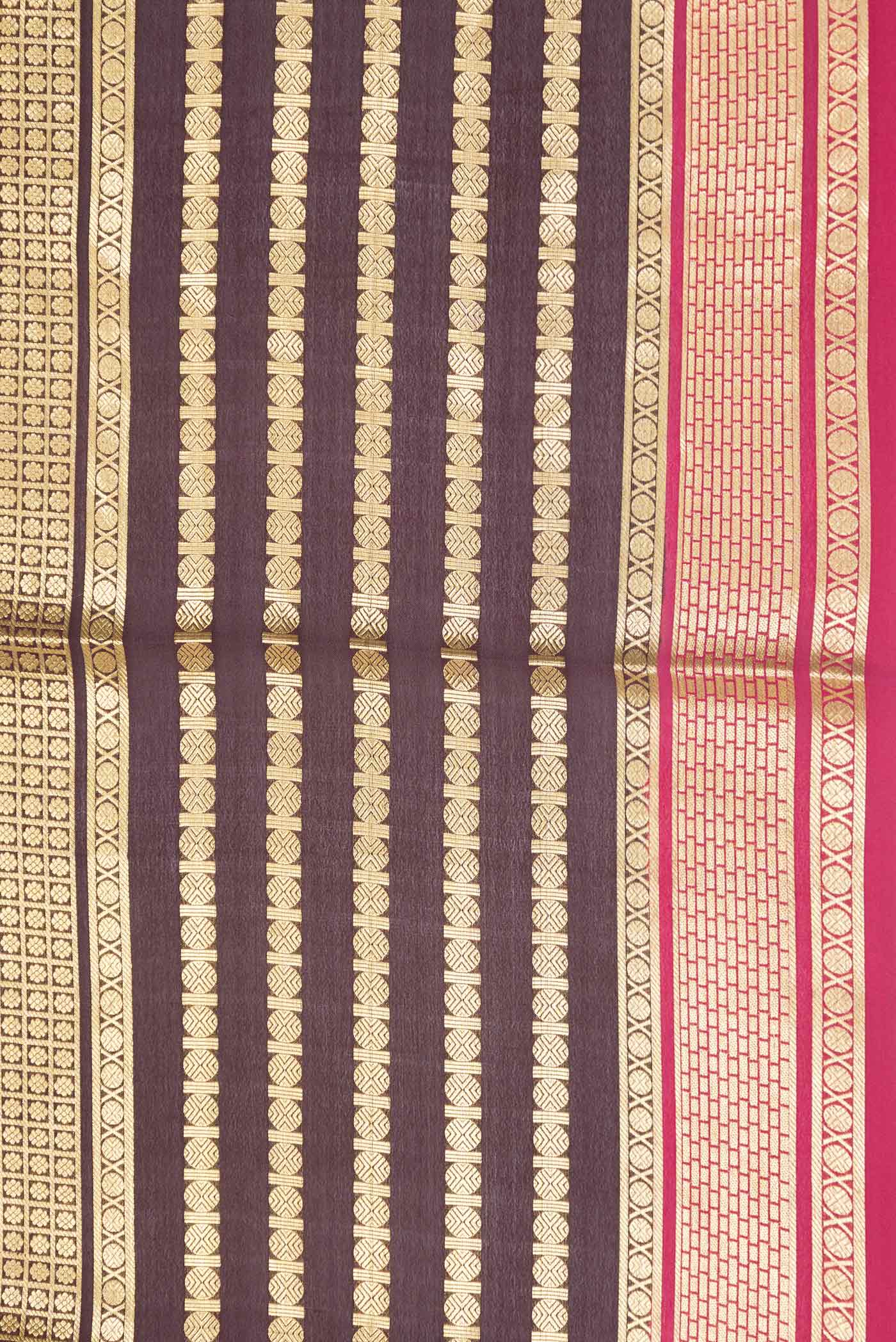 Peach Dual Tone Mysore Crepe Saree - Image 3