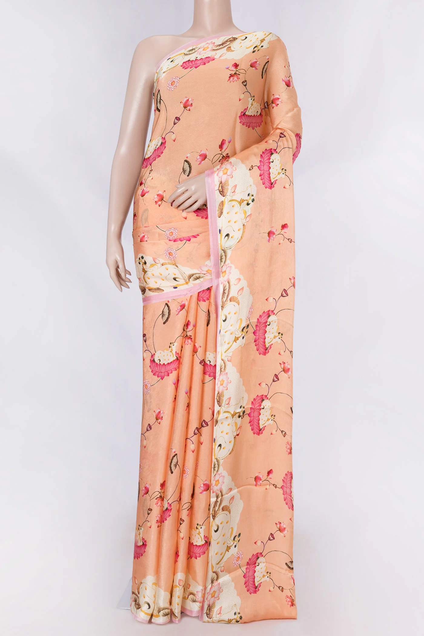 Peach Dual Tone Mysore Crepe Saree