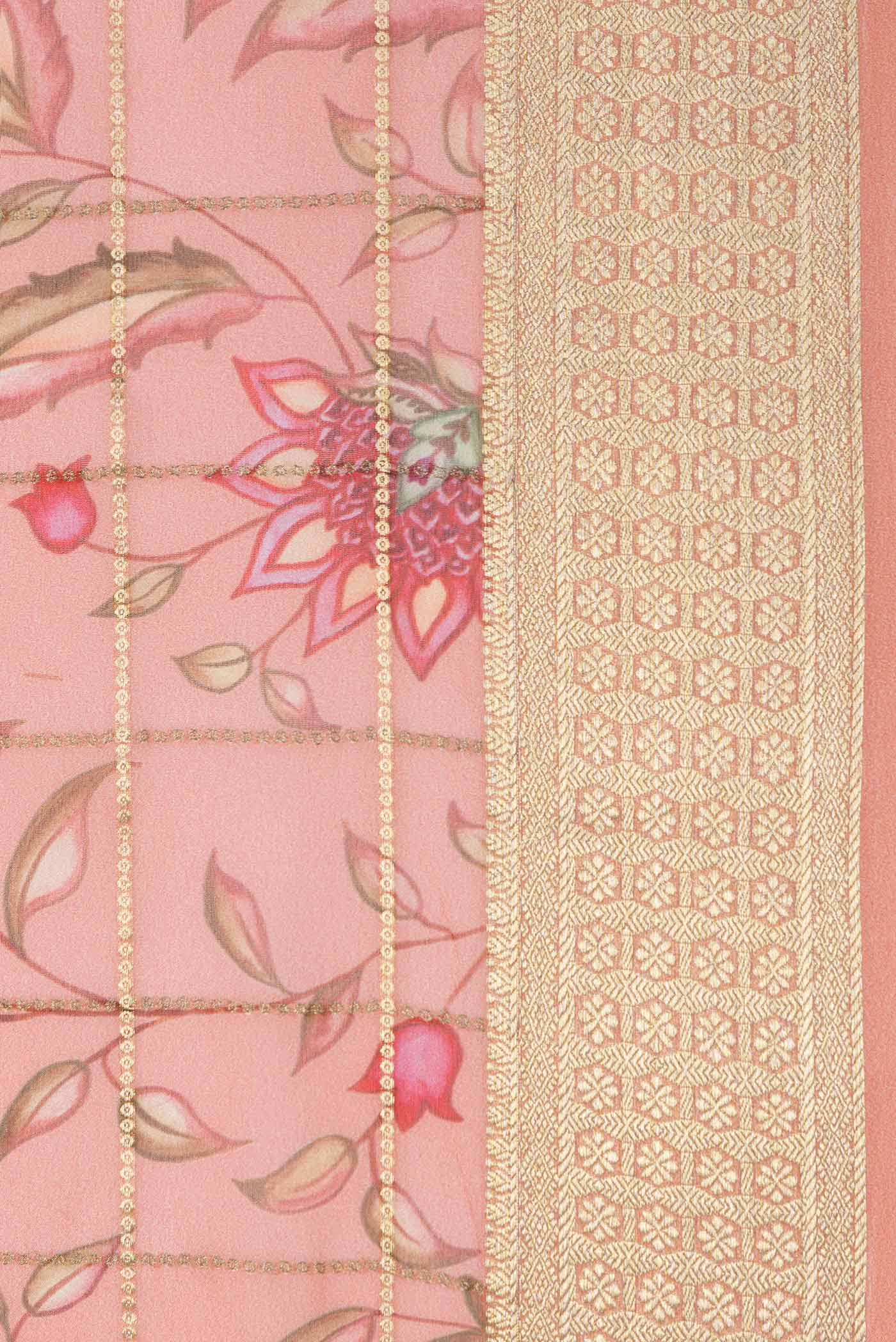 Peach Dual Tone Mysore Georgette Saree - Image 3