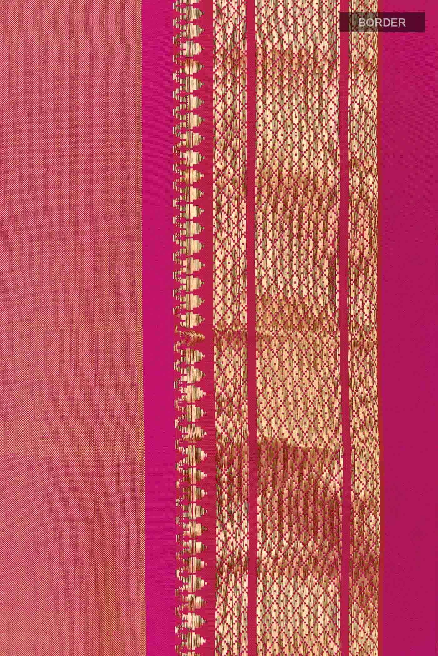 Peach Dual Tone Paithani Silk Saree - Image 3
