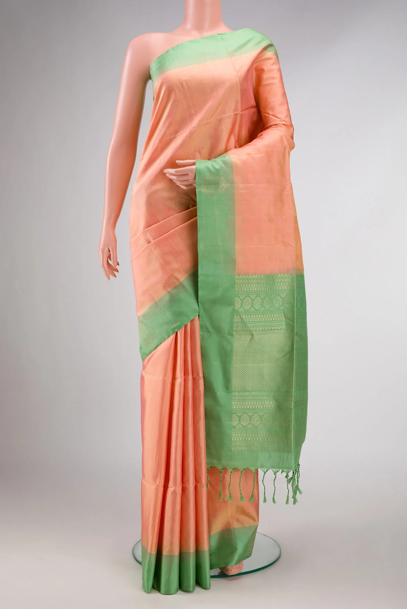 Peach Dual Tone Soft Silk Saree