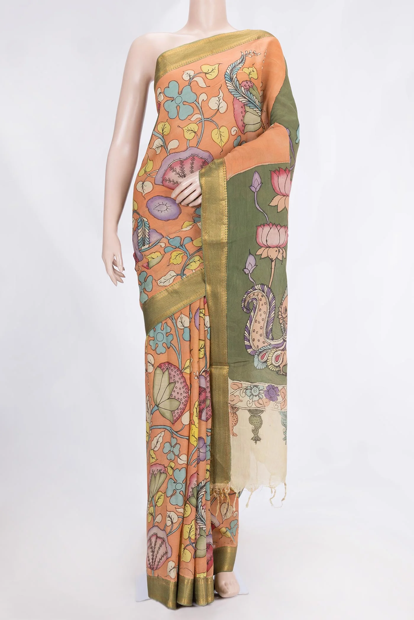Peach Tussar Saree