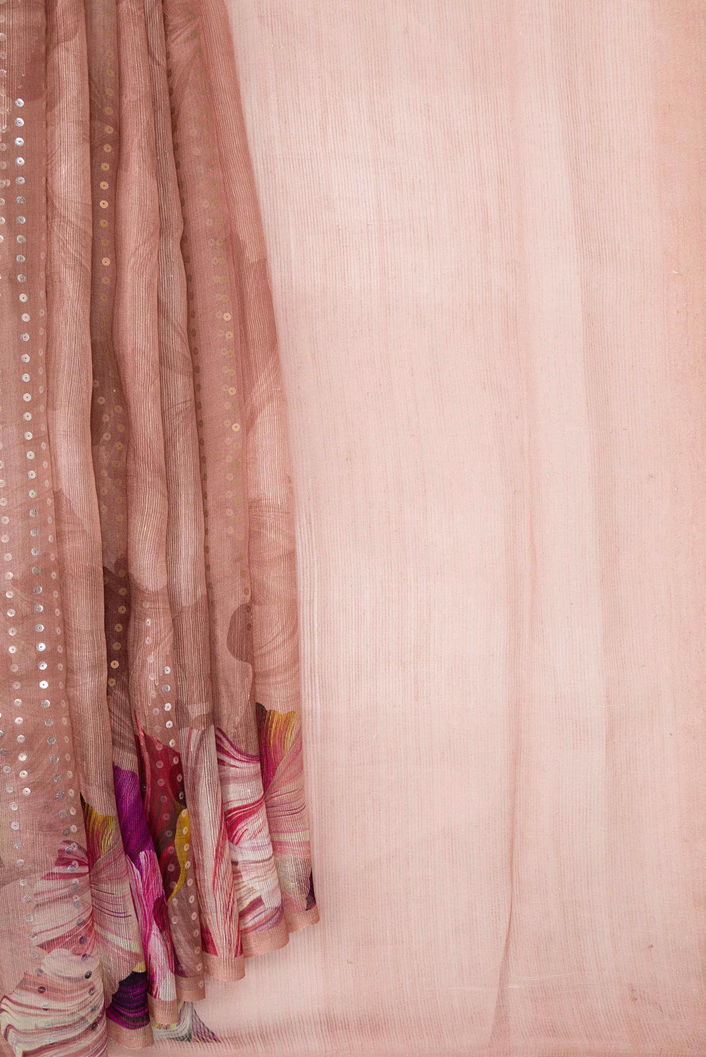Peach Dual Tone Tussar Silk Saree - Image 3
