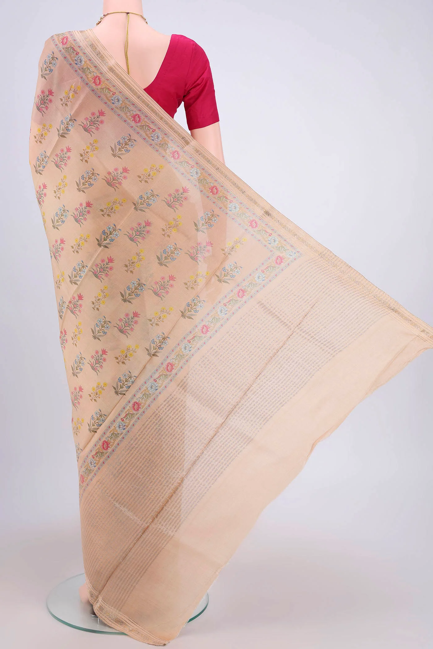 Beige Tussar Silk Saree - Image 3