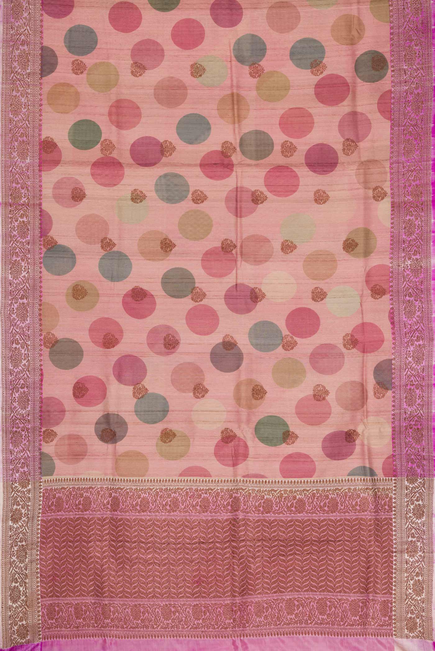 Peach Dual Tone Tussar Silk Saree - Image 6