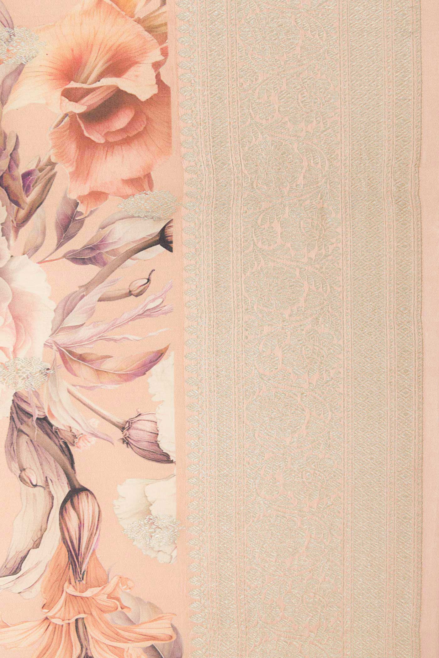 Peach Dual Tone Tussar Silk Saree - Image 3