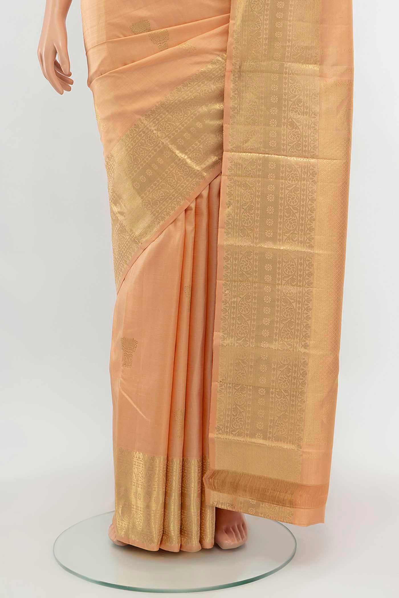Peach Kanchipuram Silk Saree - Image 3