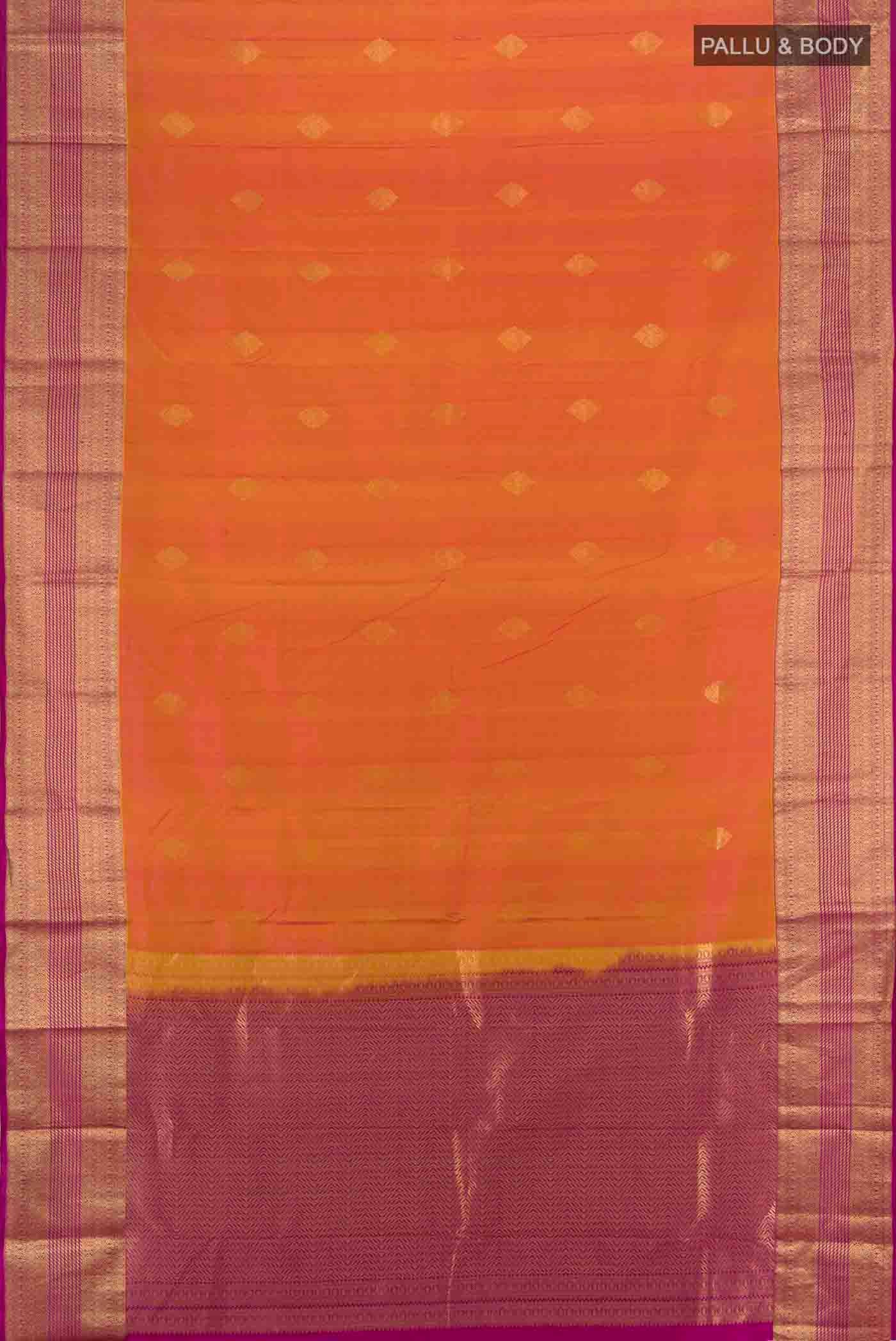 Yellow with Pink Color Kanchipuram Silk Saree - Image 5
