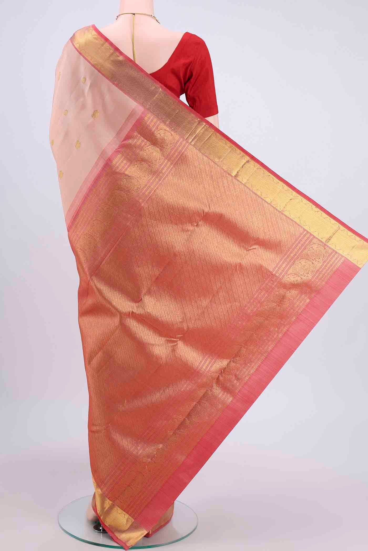 Peach Kanchipuram Silk Saree - Image 3