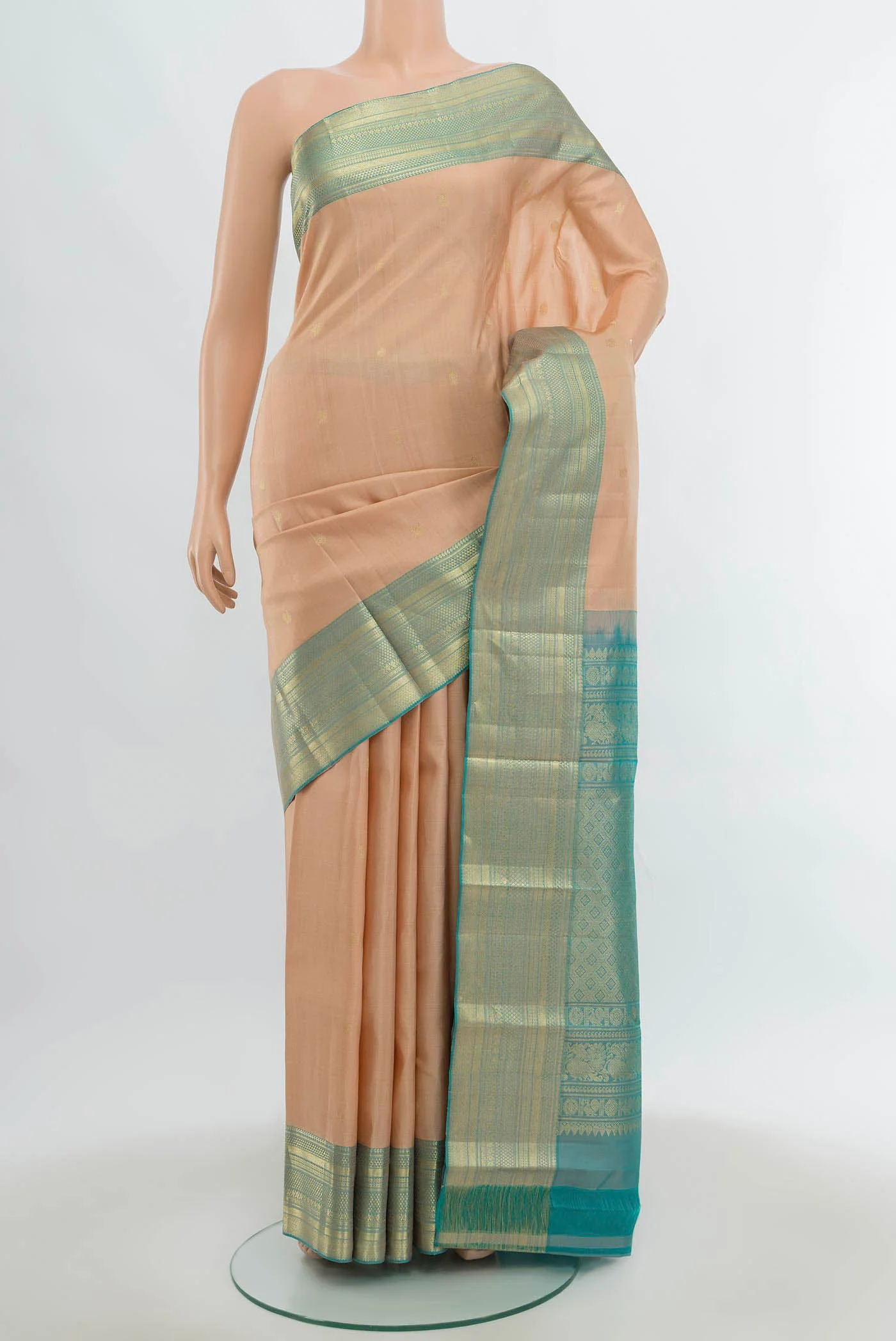 Rose Gold Kanchipuram Silk Saree