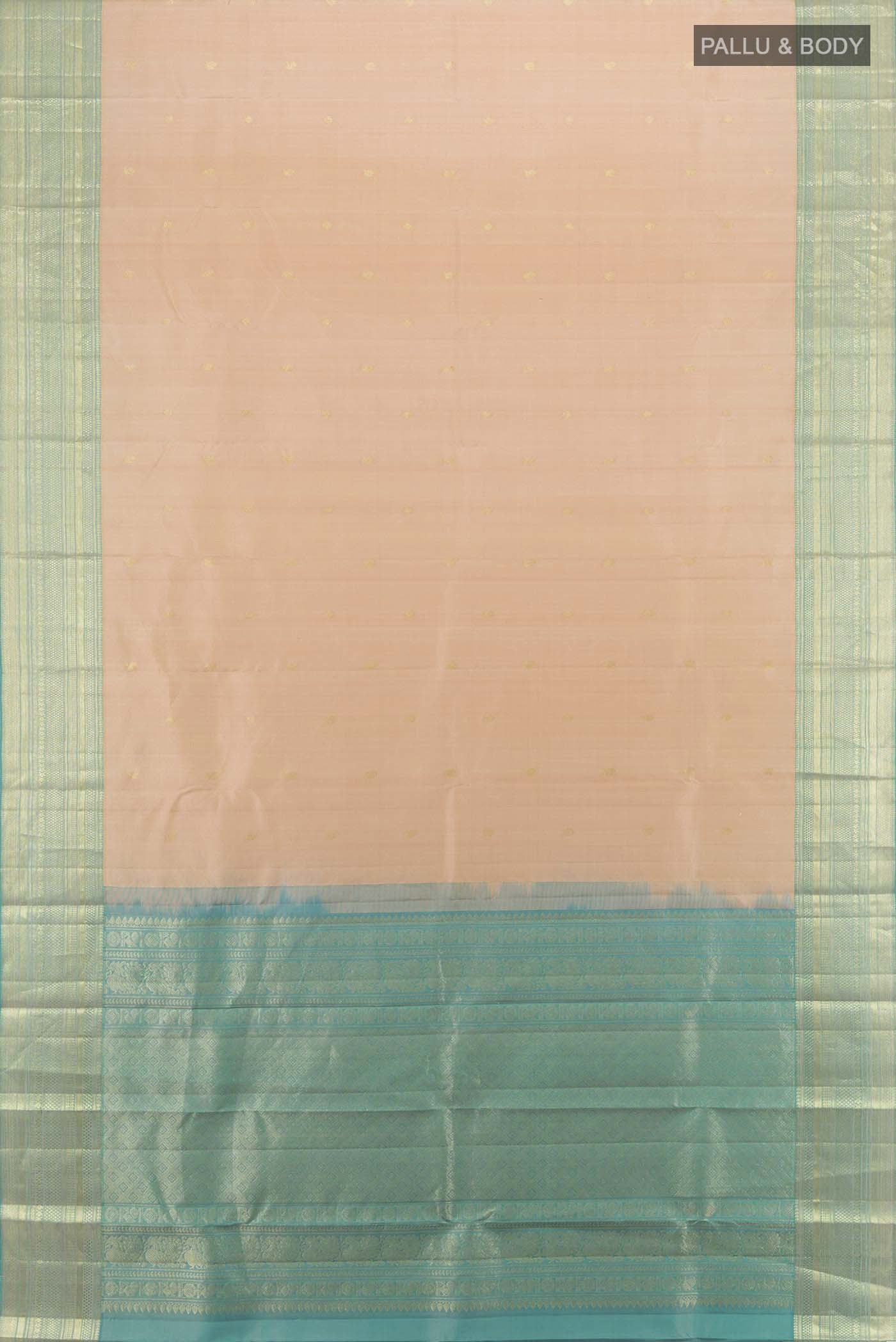 Rose Gold Kanchipuram Silk Saree - Image 5