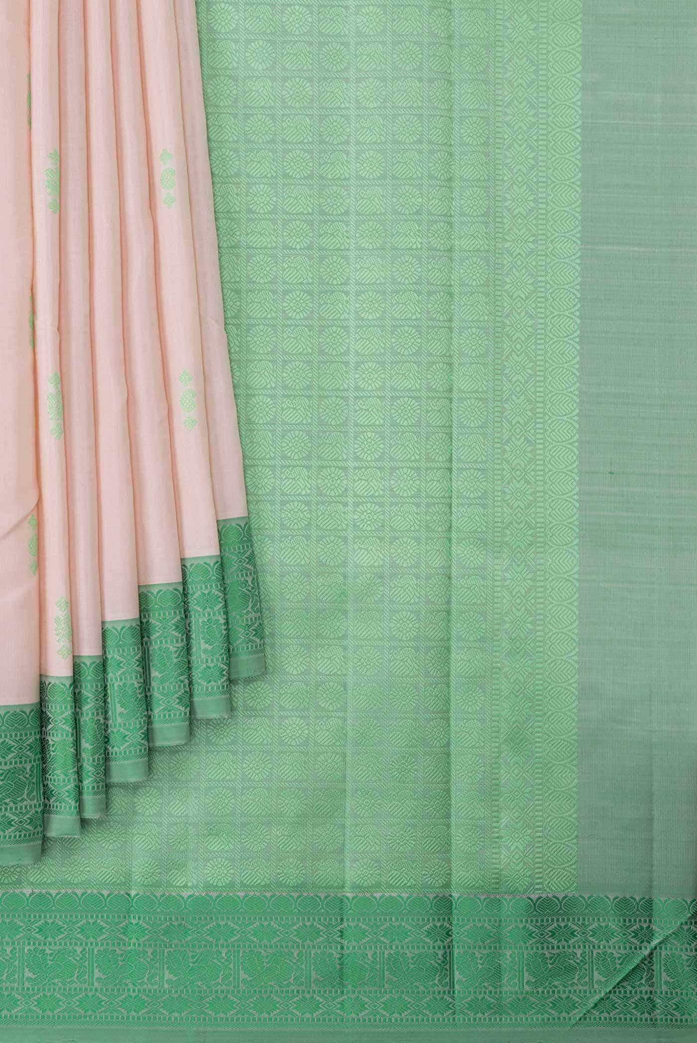 Peach Kanchipuram Silk Saree - Image 2