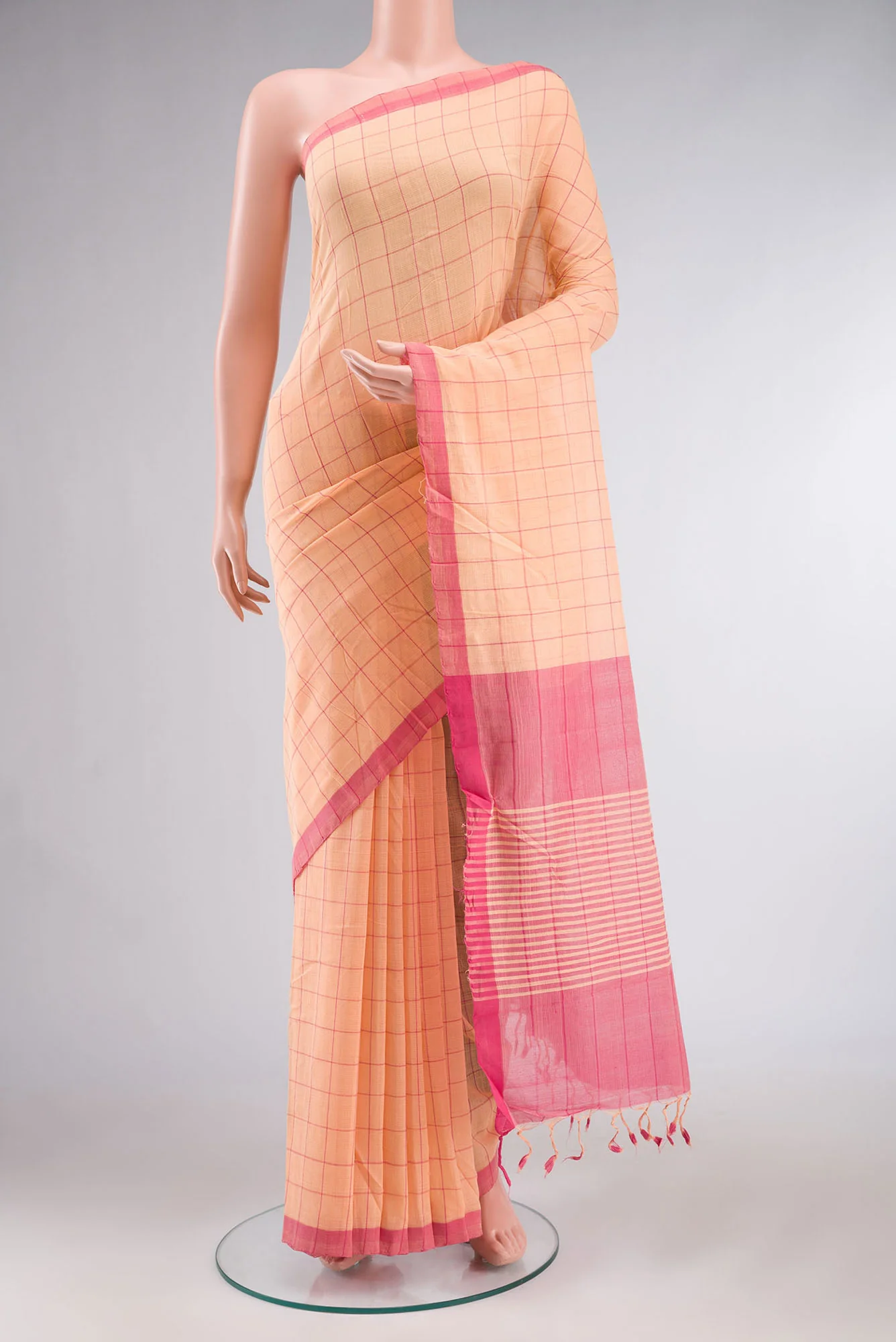 Peach Mangalagiri Cotton Saree