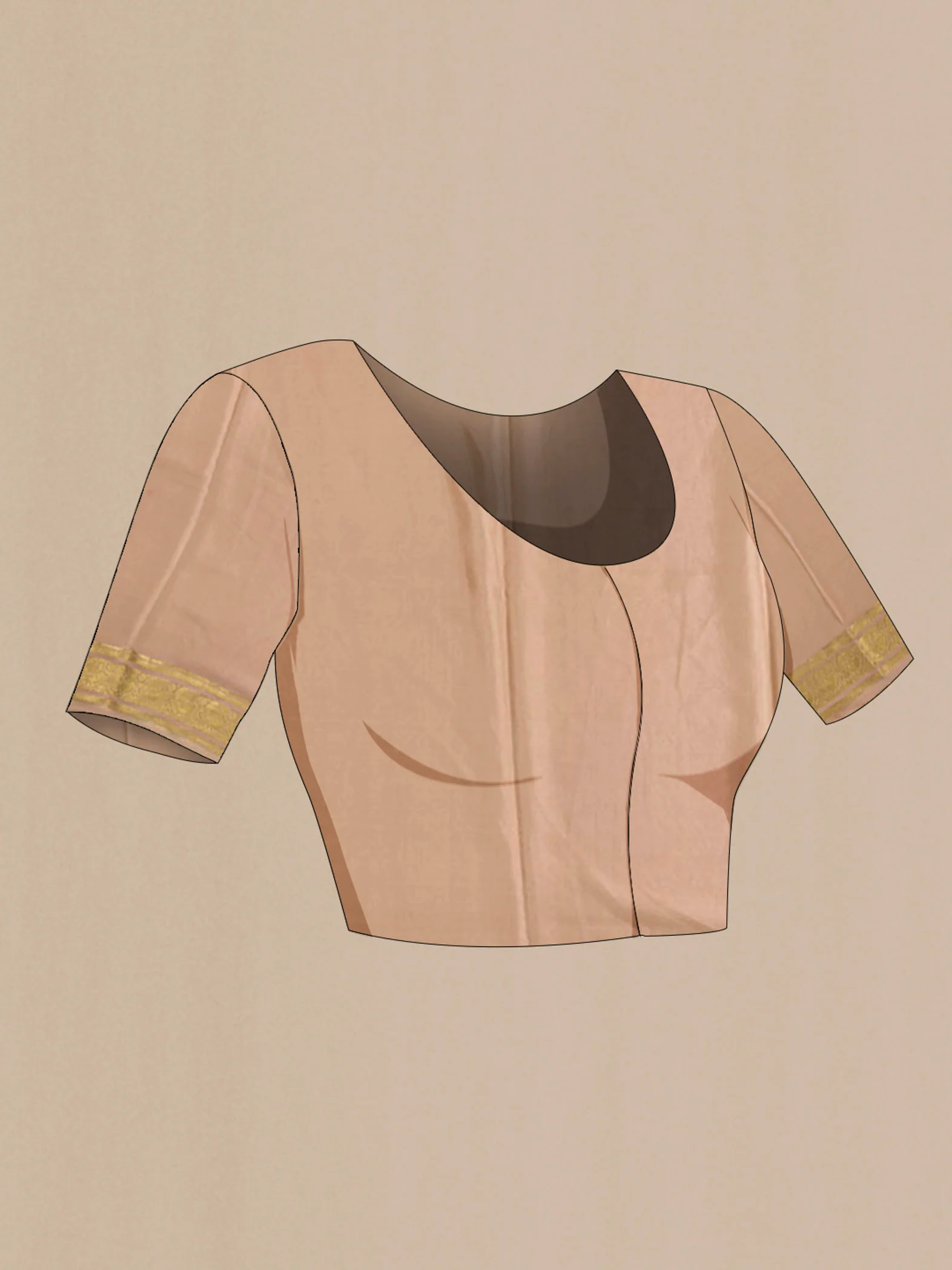 Peach Mysore Crepe Saree - Image 4