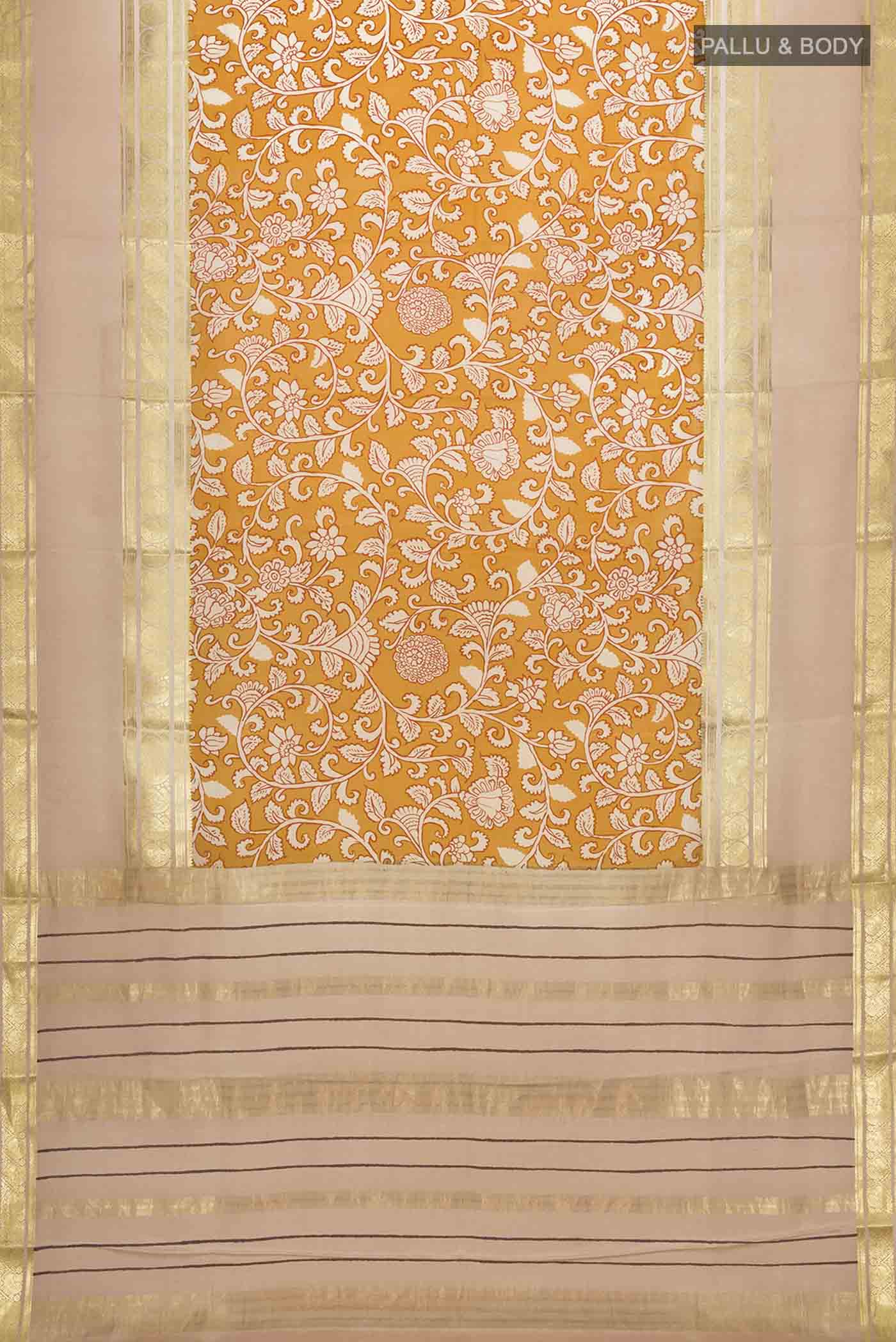 Peach Mysore Crepe Saree - Image 5