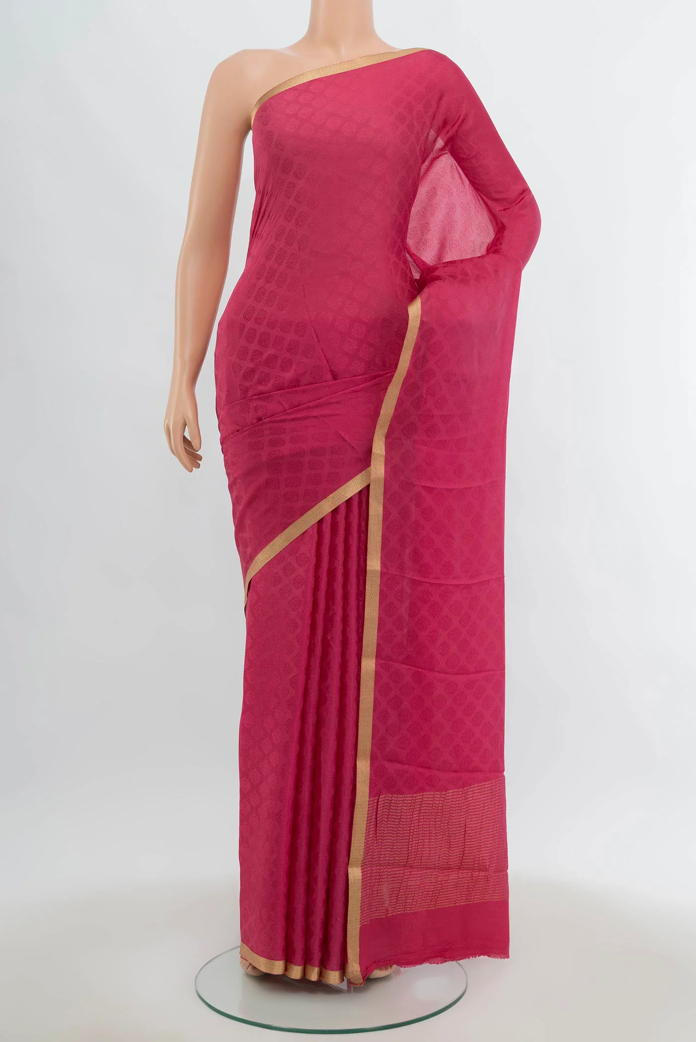 Pink Mysore Crepe Saree