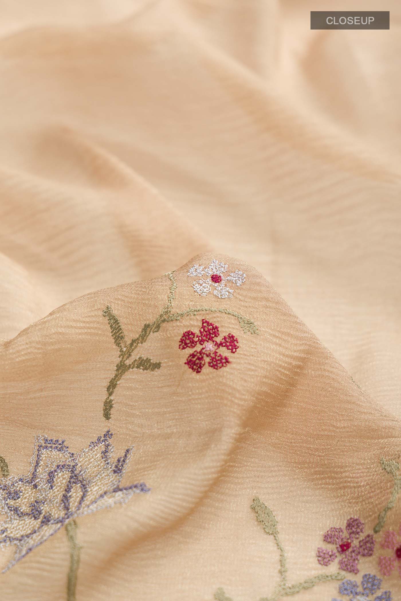 Peach Mysore Georgette Saree - Image 2