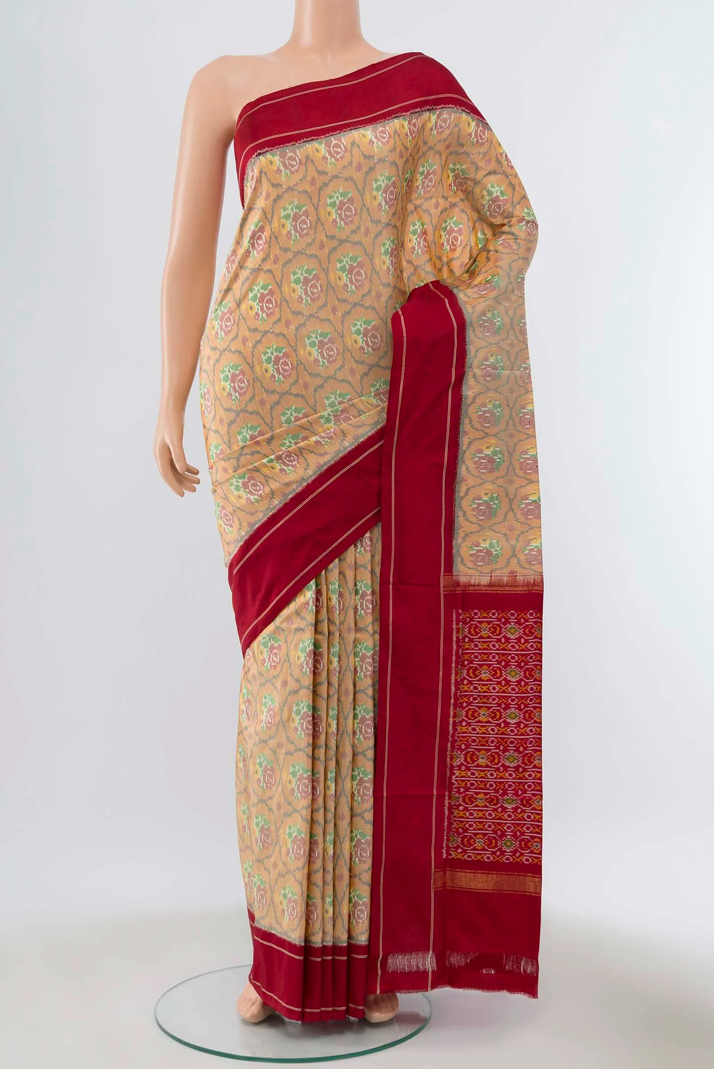 Peach Pochampally Silk Saree