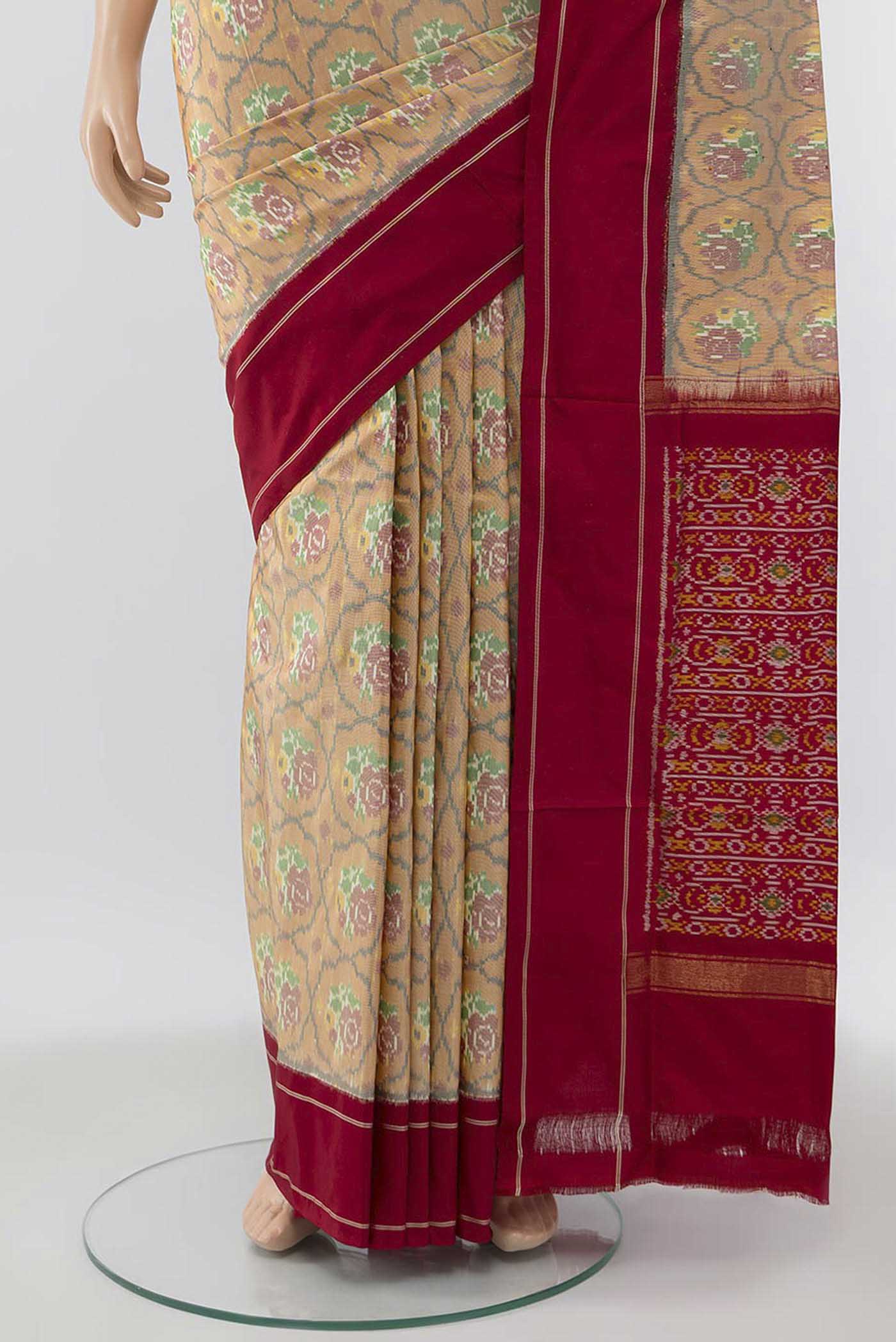 Peach Pochampally Silk Saree - Image 3