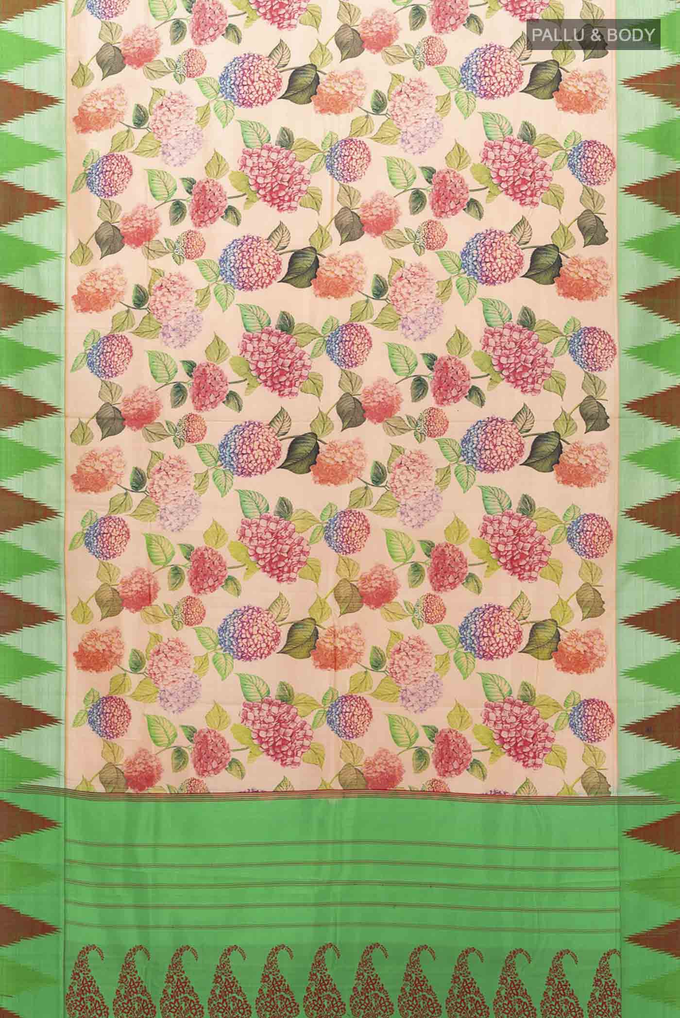 Peach Printed Silk Saree - Image 5