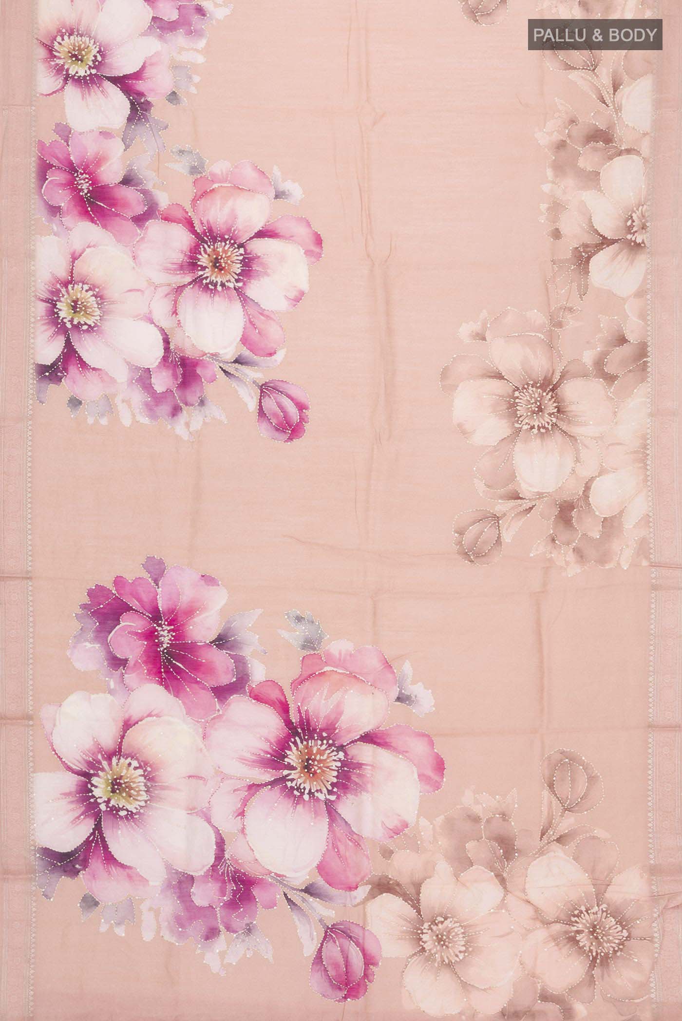 Peach Tussar Silk Saree - Image 5