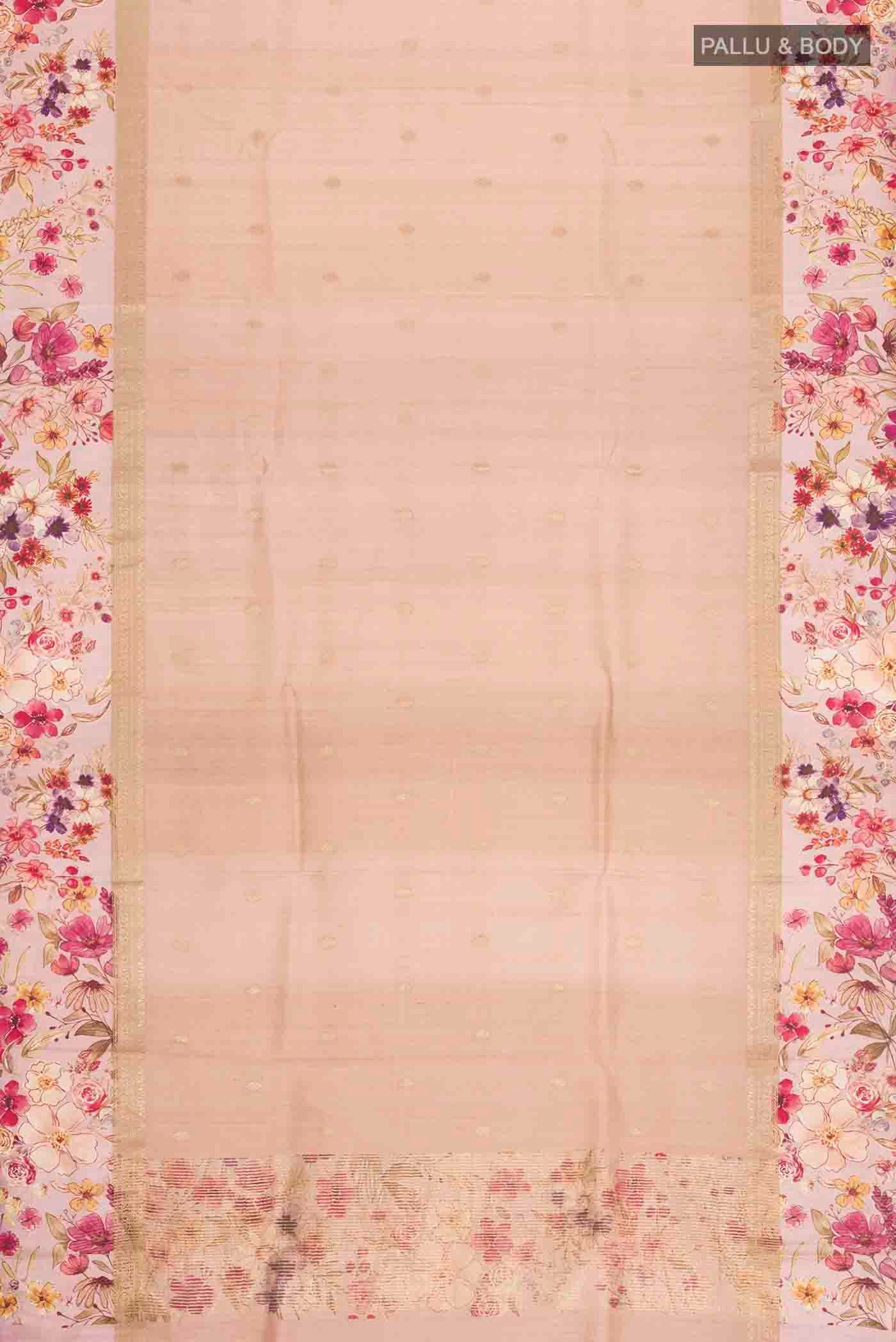 Peach Tussar Silk Saree - Image 6