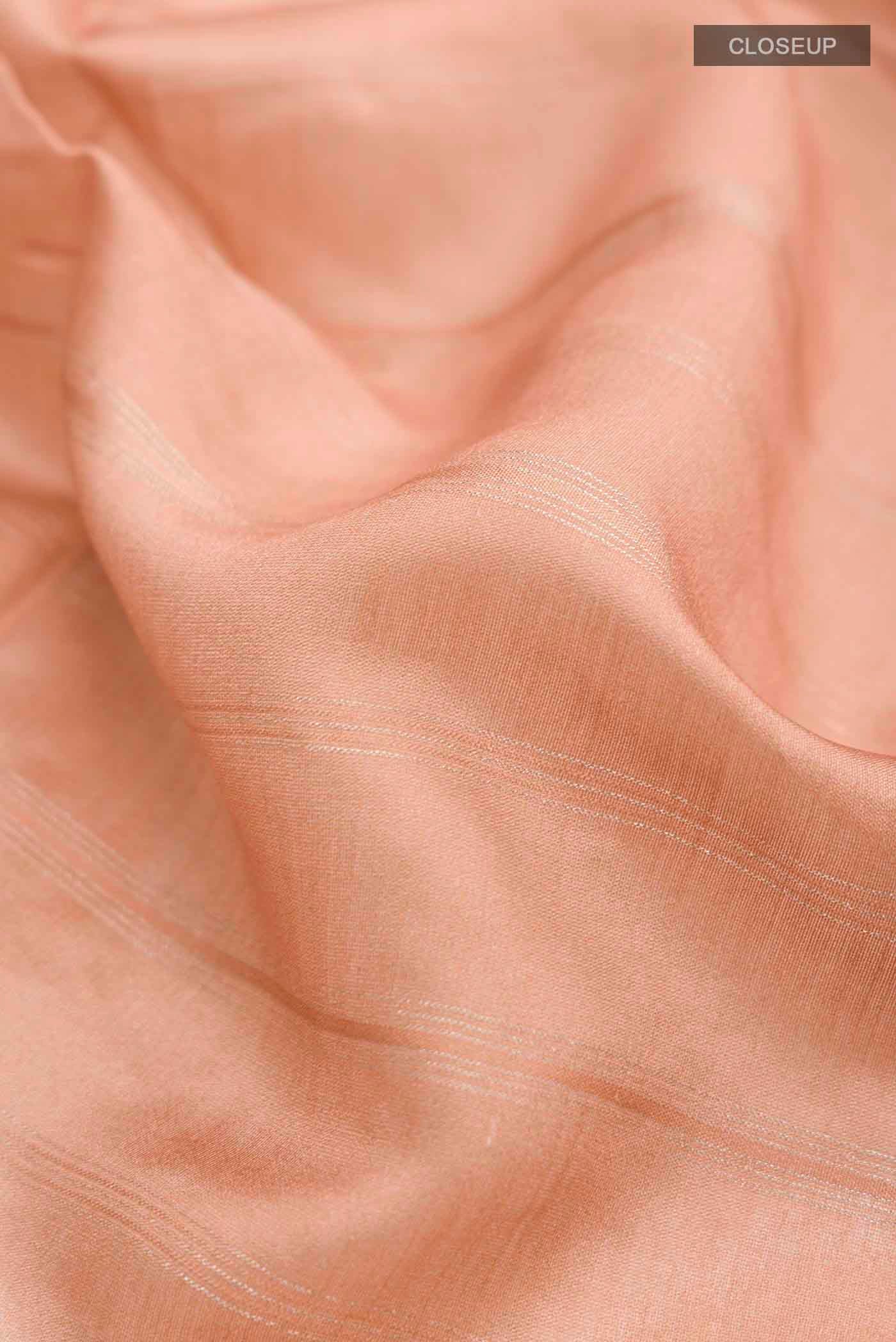 Peach Tussar Silk Saree - Image 2
