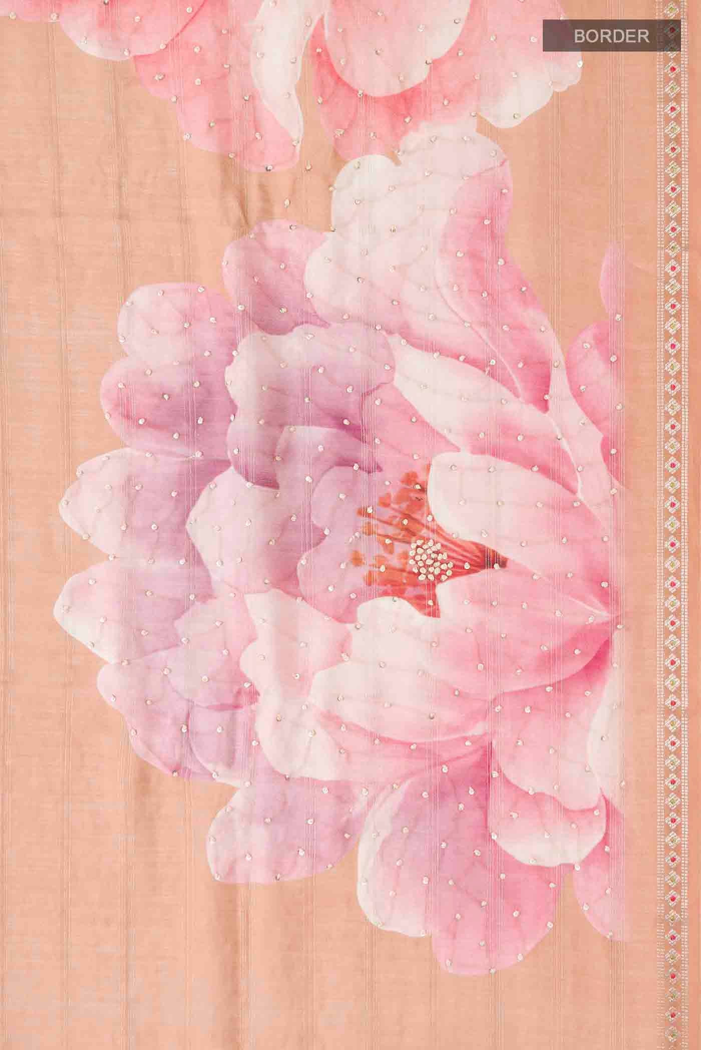 Peach Tussar Silk Saree - Image 3